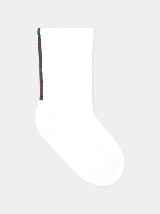 Calzini bianchi per bambini con dettaglio Web,Gucci Kids,802752 4KACK 9066