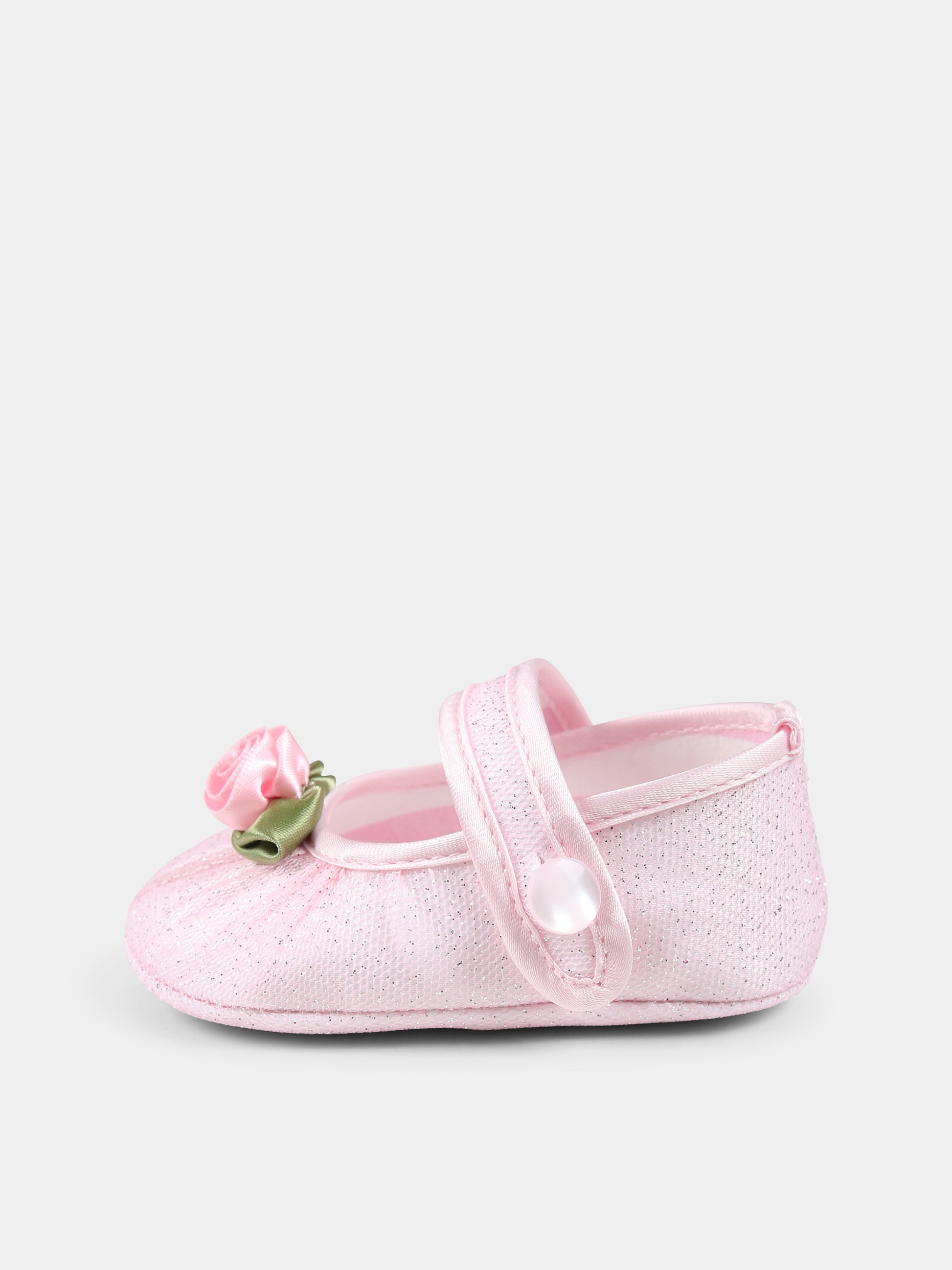 Ballerine rosa per neonata con rosa,Monnalisa,39E002 5907 9075