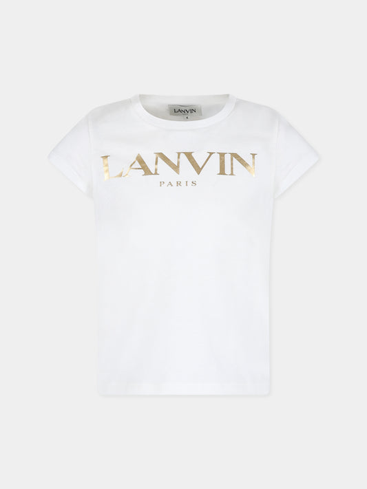 T-shirt bianca per bambina con logo,Lanvin Petite,N15107 117
