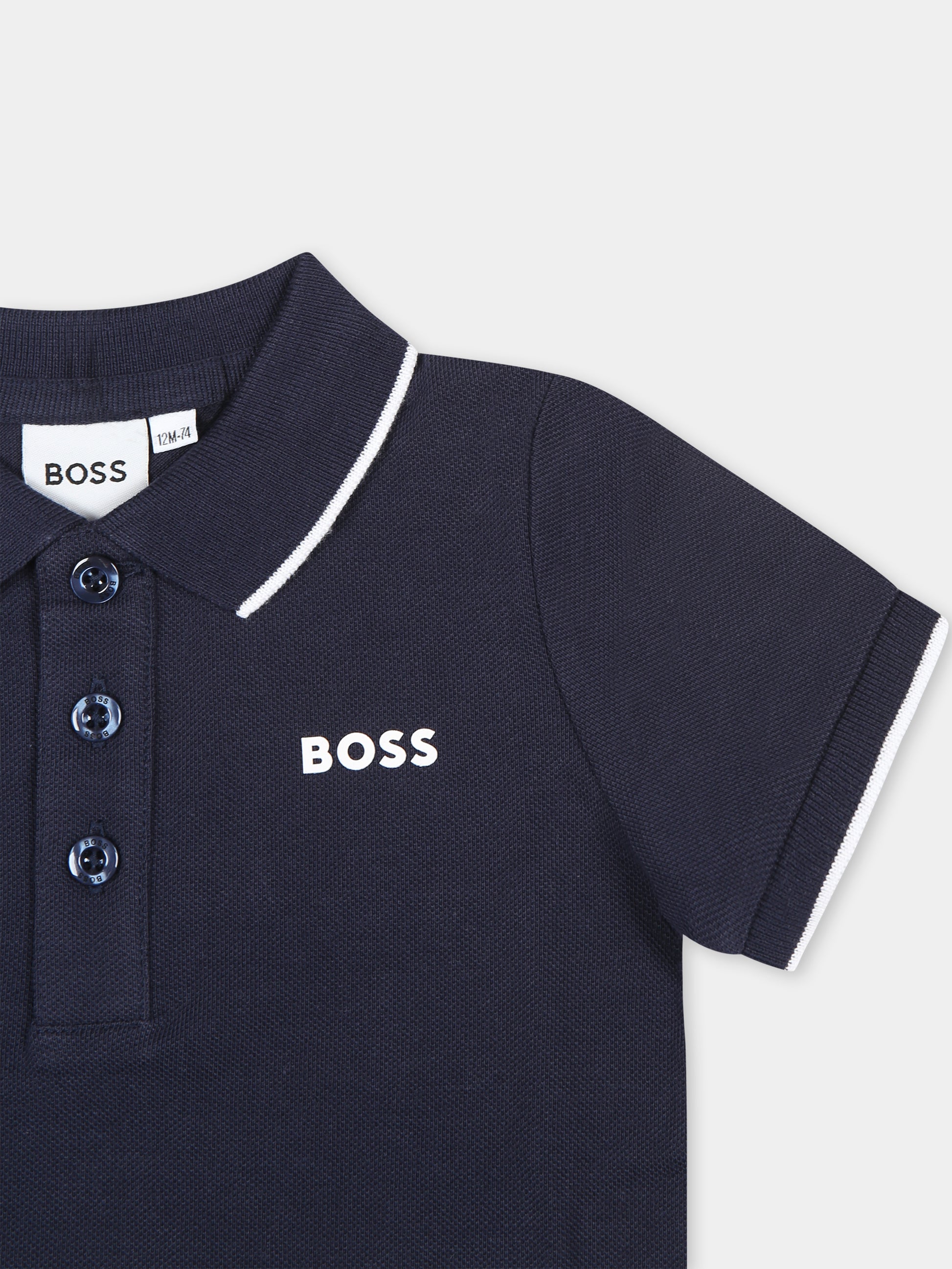 Polo blu per neonato con logo,Boss,J05P13 849