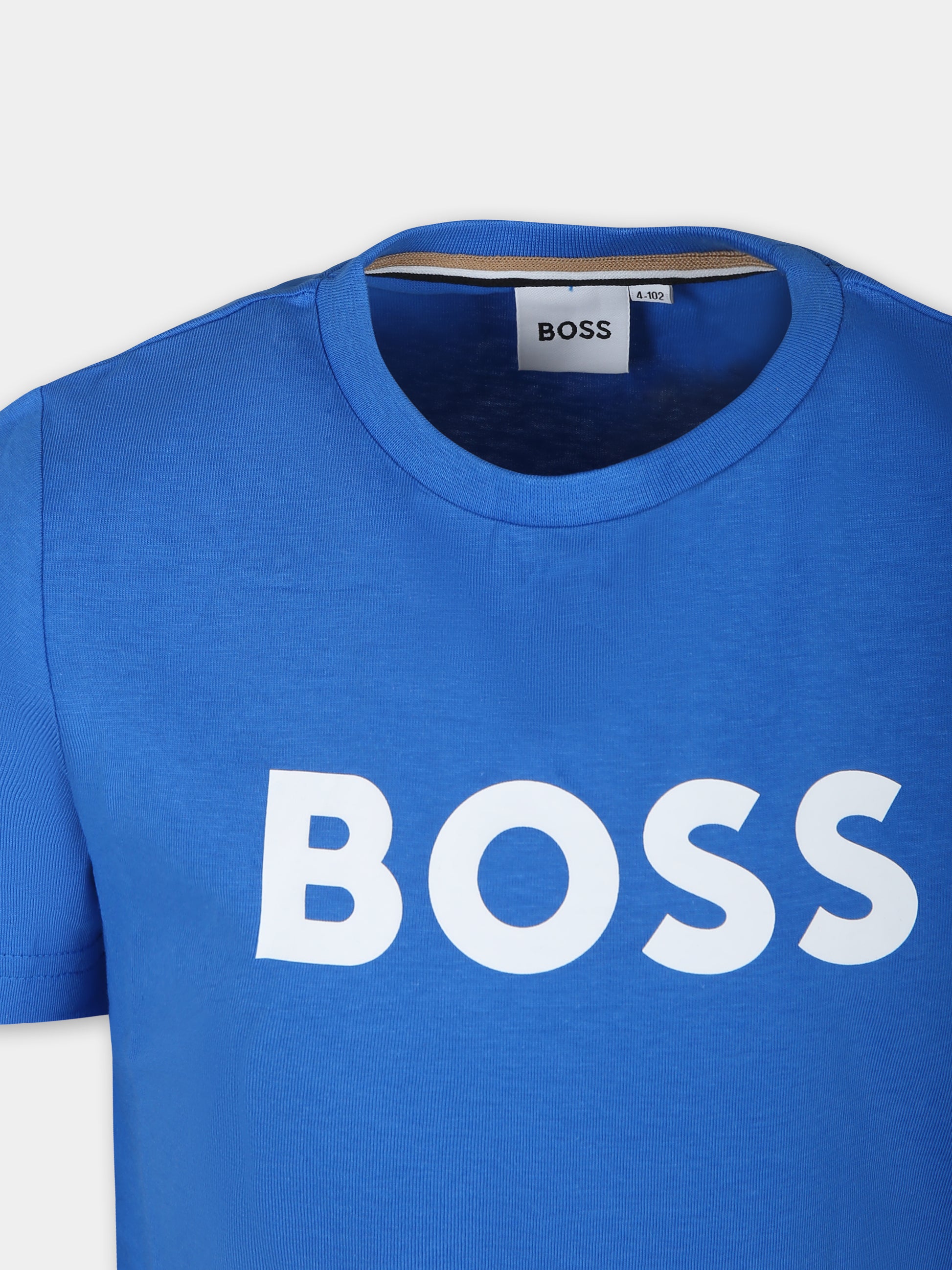 T-shirt azzurra per bambino con logo,Boss,J25O65 846