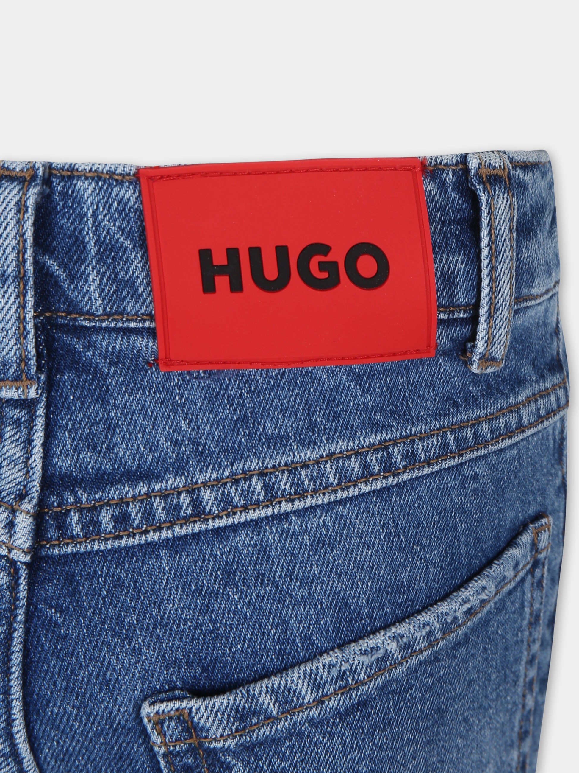 Jeans 677 blu per bambino con logo,Hugo,G24138 Z25