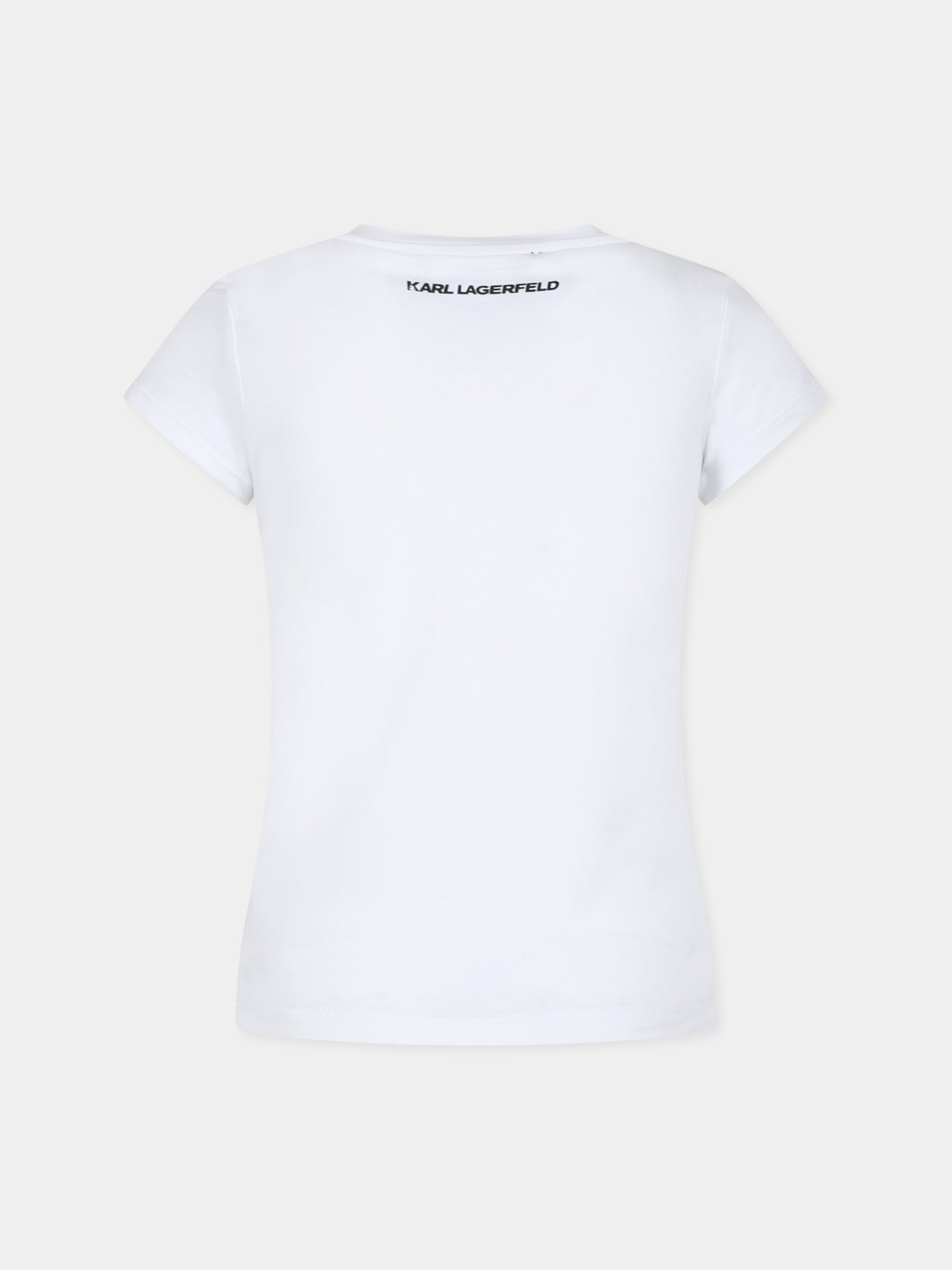 T-shirt bianca per bambina con Choupette,Karl Lagerfeld Kids,Z15437 10B