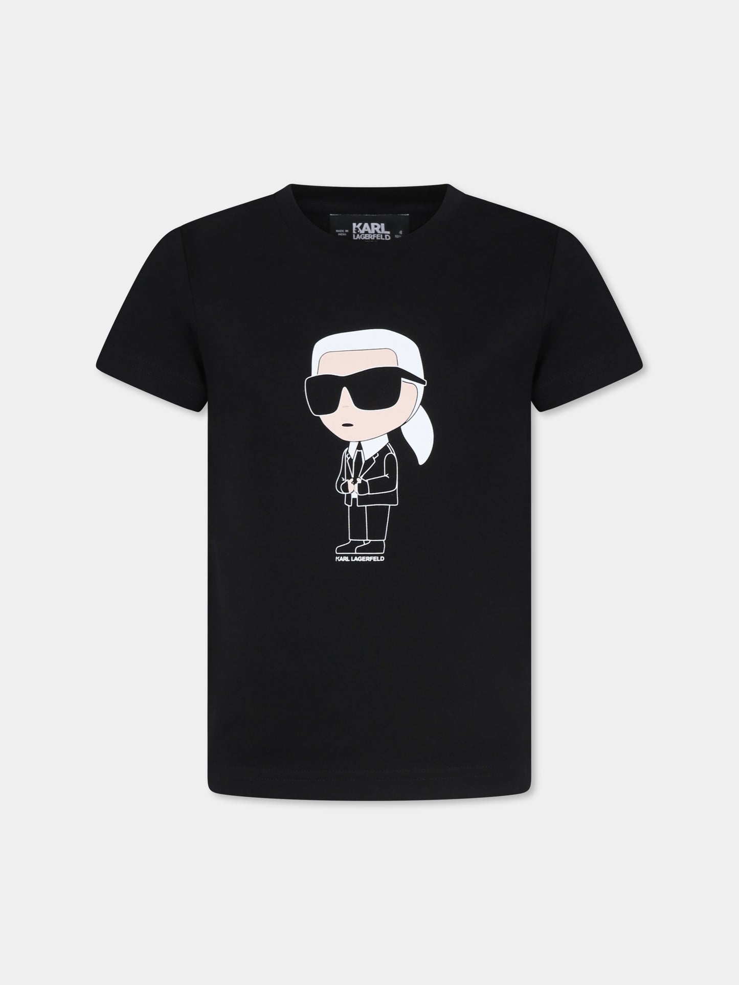 T-shirt nera per bambini con Karl,Karl Lagerfeld Kids,Z25410 09B