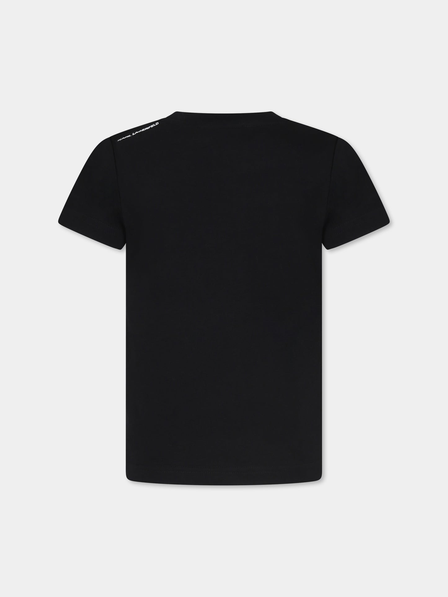 T-shirt nera per bambini con Karl,Karl Lagerfeld Kids,Z25410 09B