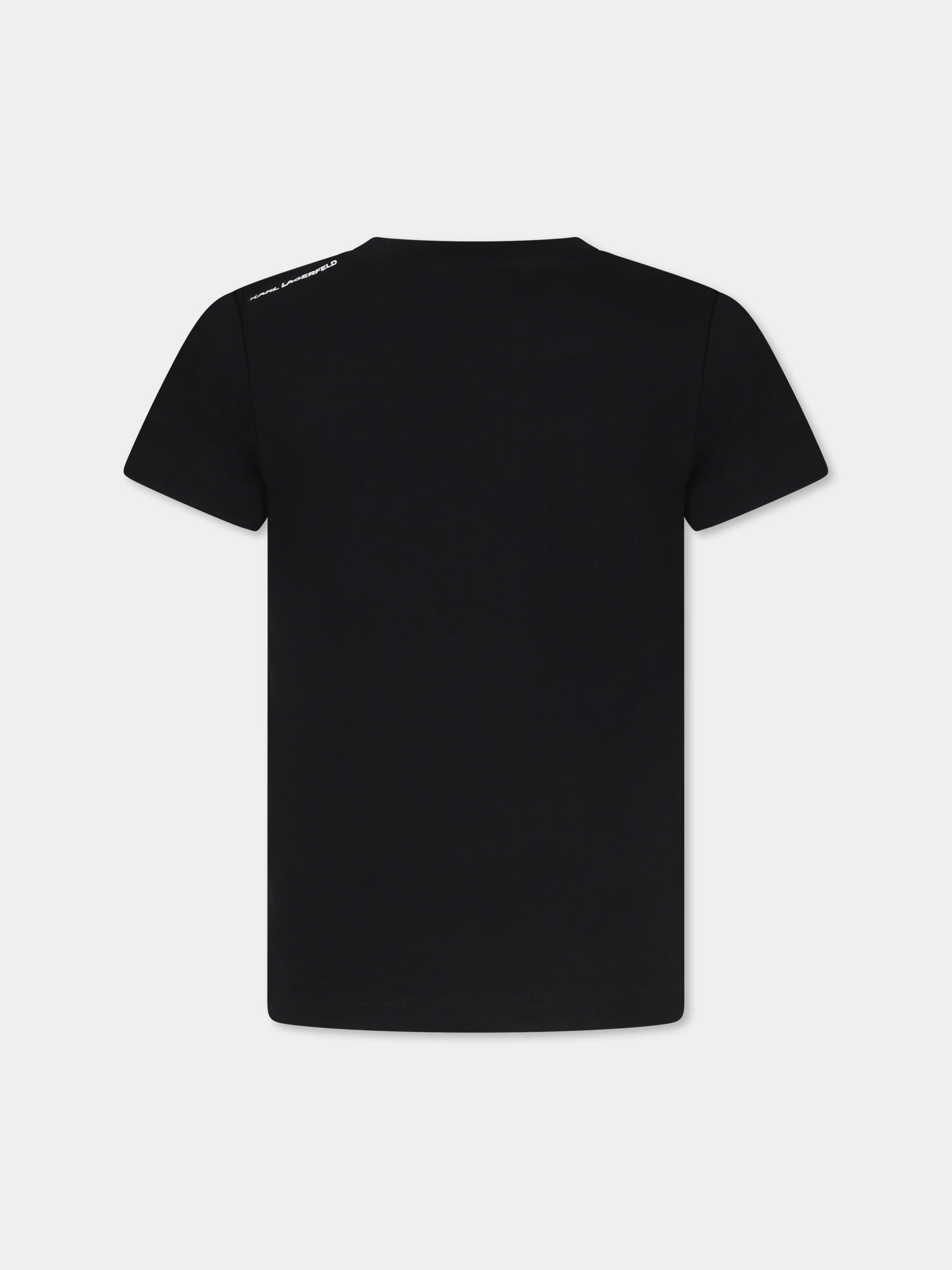 T-shirt nera per bambini con Karl,Karl Lagerfeld Kids,Z25410 09B