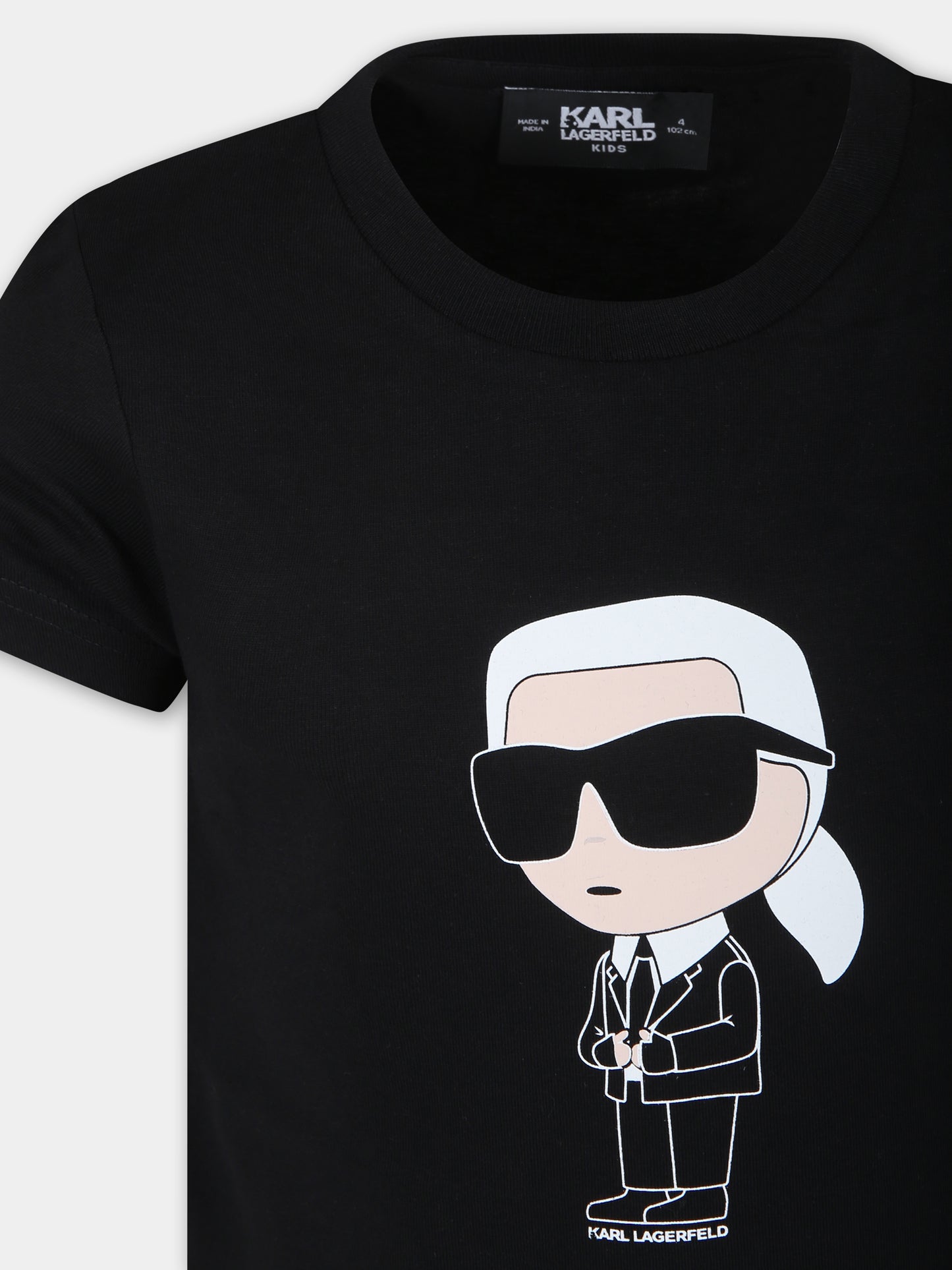 T-shirt nera per bambini con Karl,Karl Lagerfeld Kids,Z25410 09B
