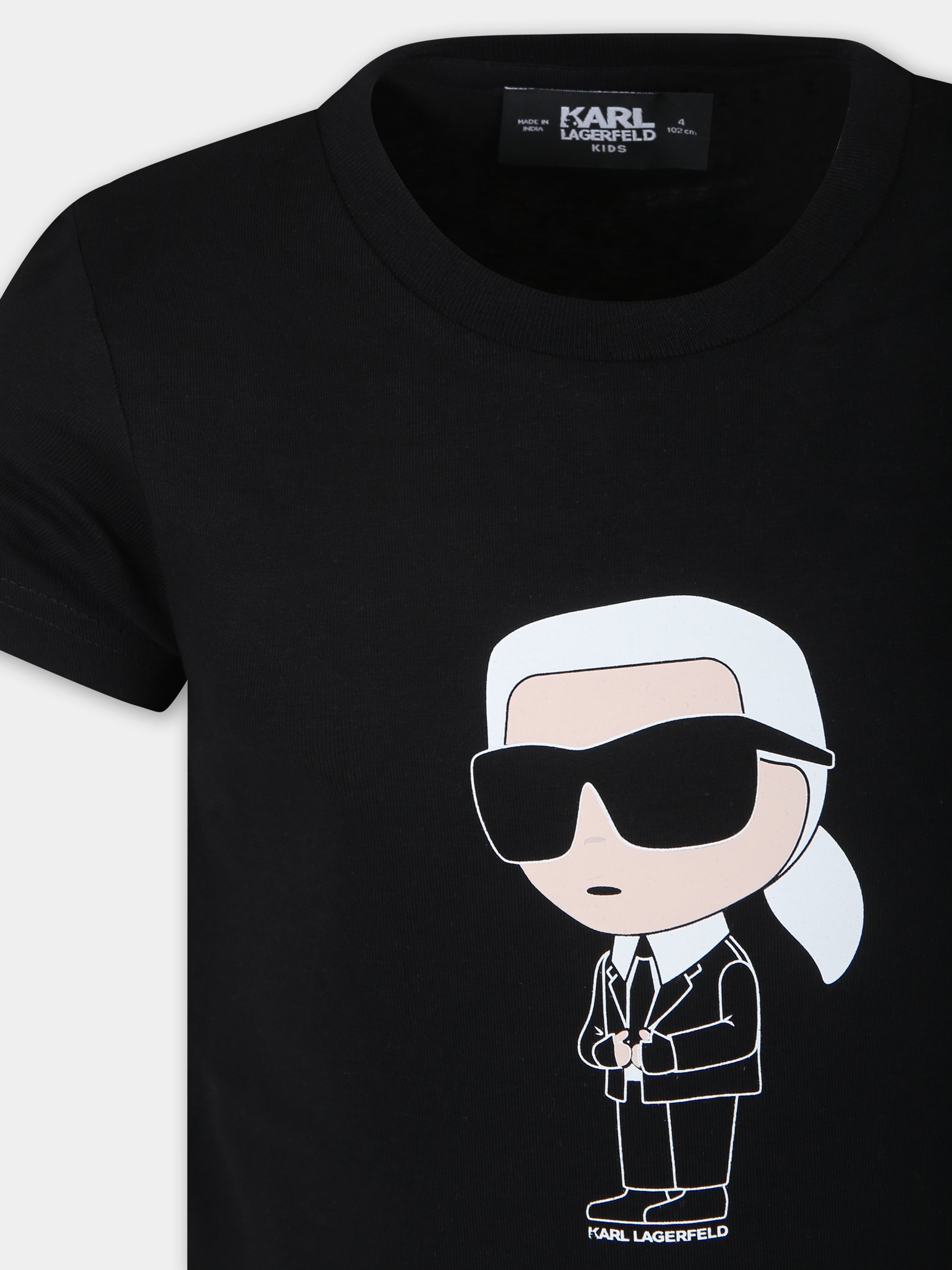 T-shirt nera per bambini con Karl,Karl Lagerfeld Kids,Z25410 09B