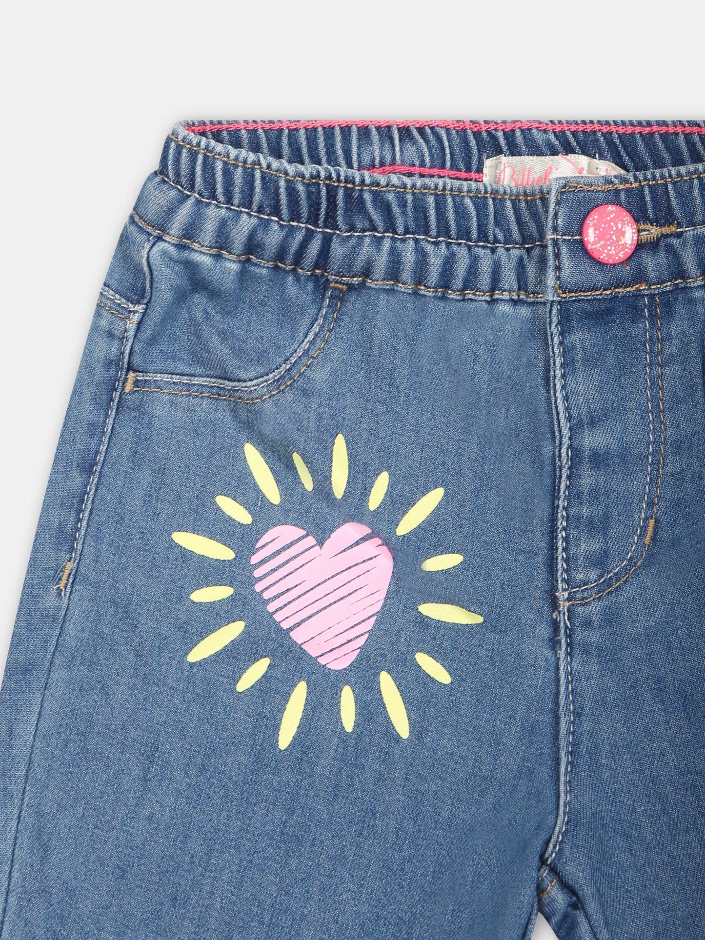 Jeans blu per neonata con arcobaleno,Billieblush,U04271 Z18