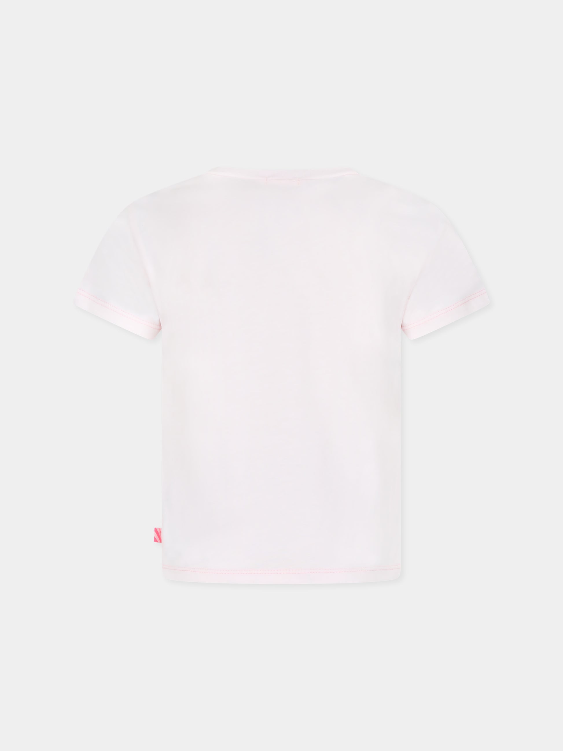 T-shirt rosa per bambina con stampa pellicano,Billieblush,U15B25 45S