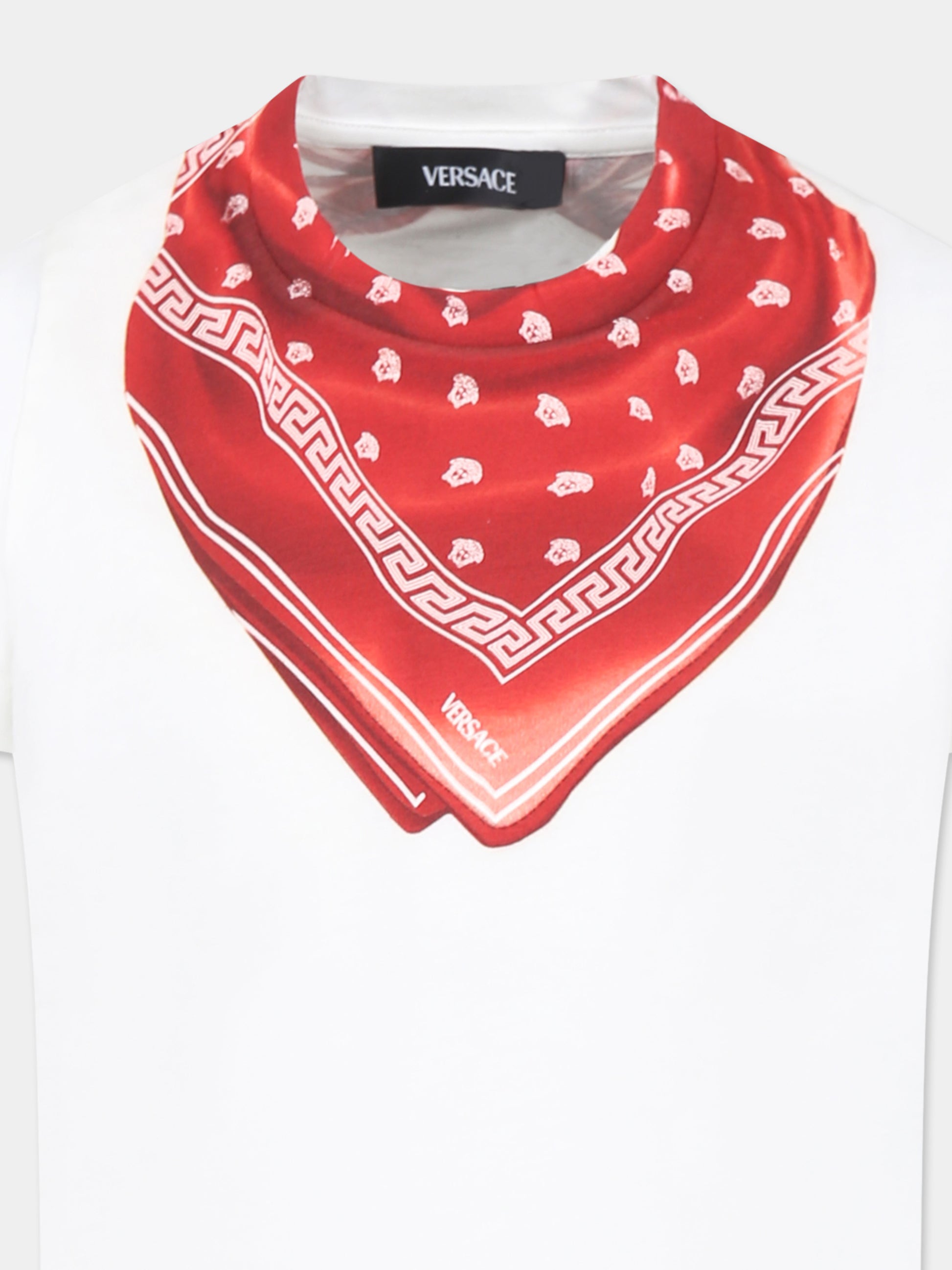 T-shirt bianca per neonati con bandana e Medusa,Versace,1018570 1A13237 2W120