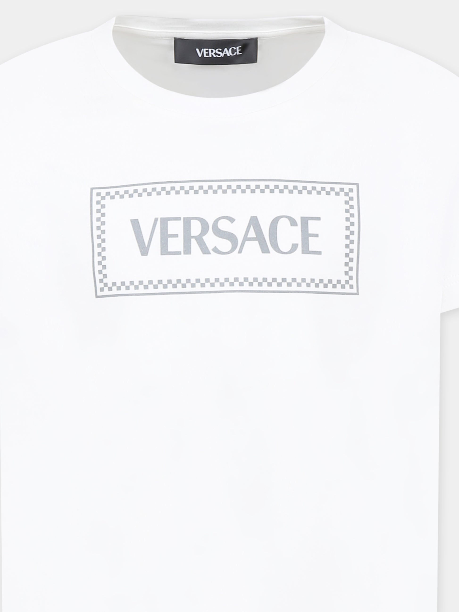 T-shirt bianca per bambini con logo,Versace,1018342 1A12976 2W450