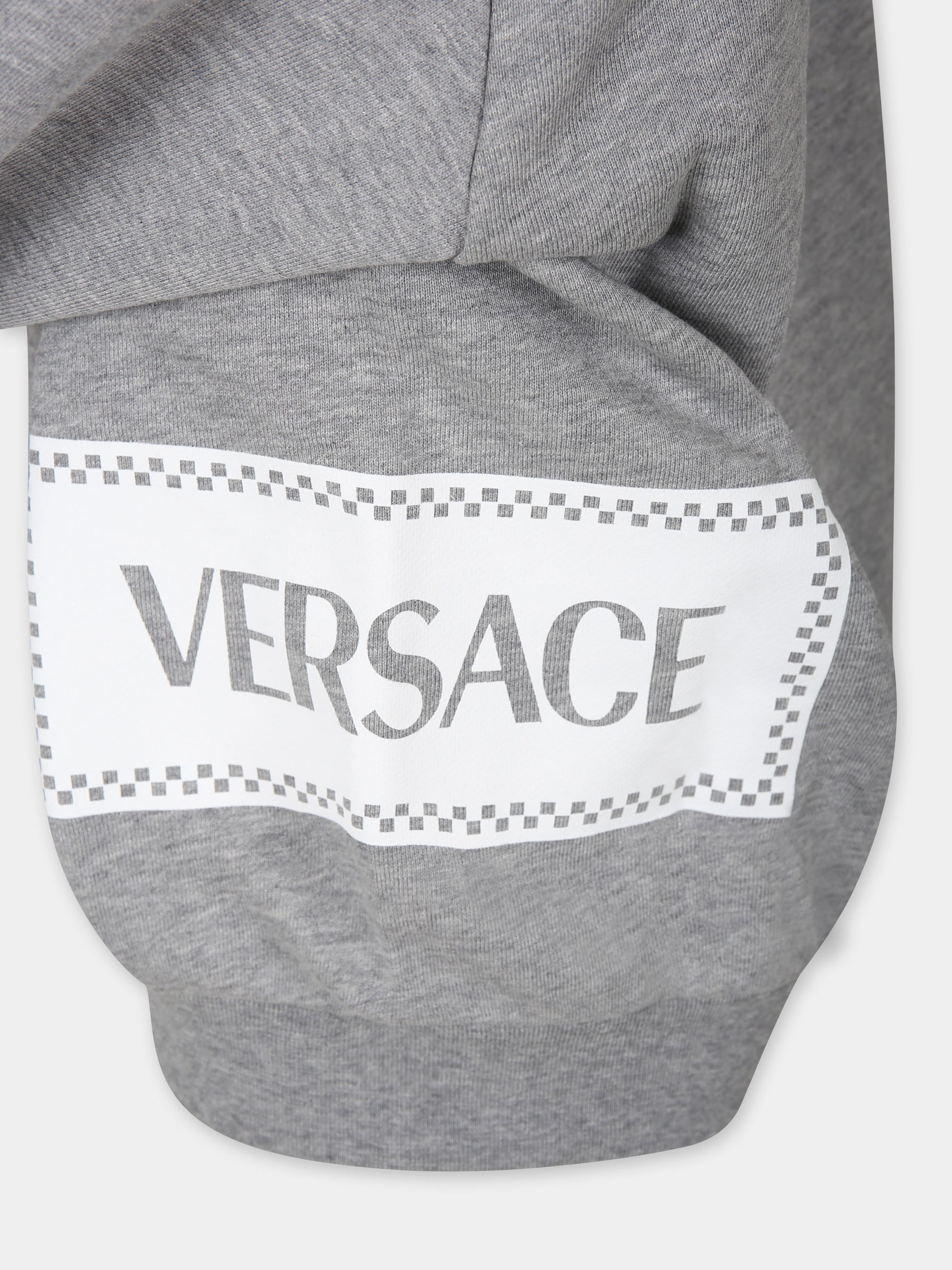 Felpa grigia per bambini con logo,Versace,1018334 1A13052 2E000