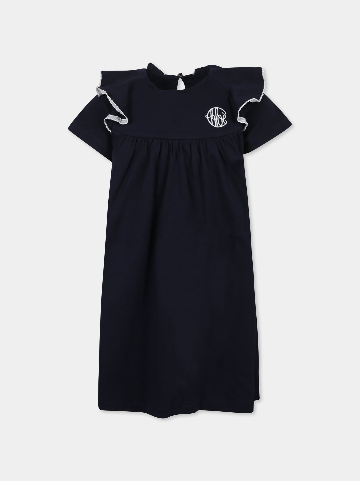 Vestito blu per bambina con logo,Chloé Kids,C20436 859