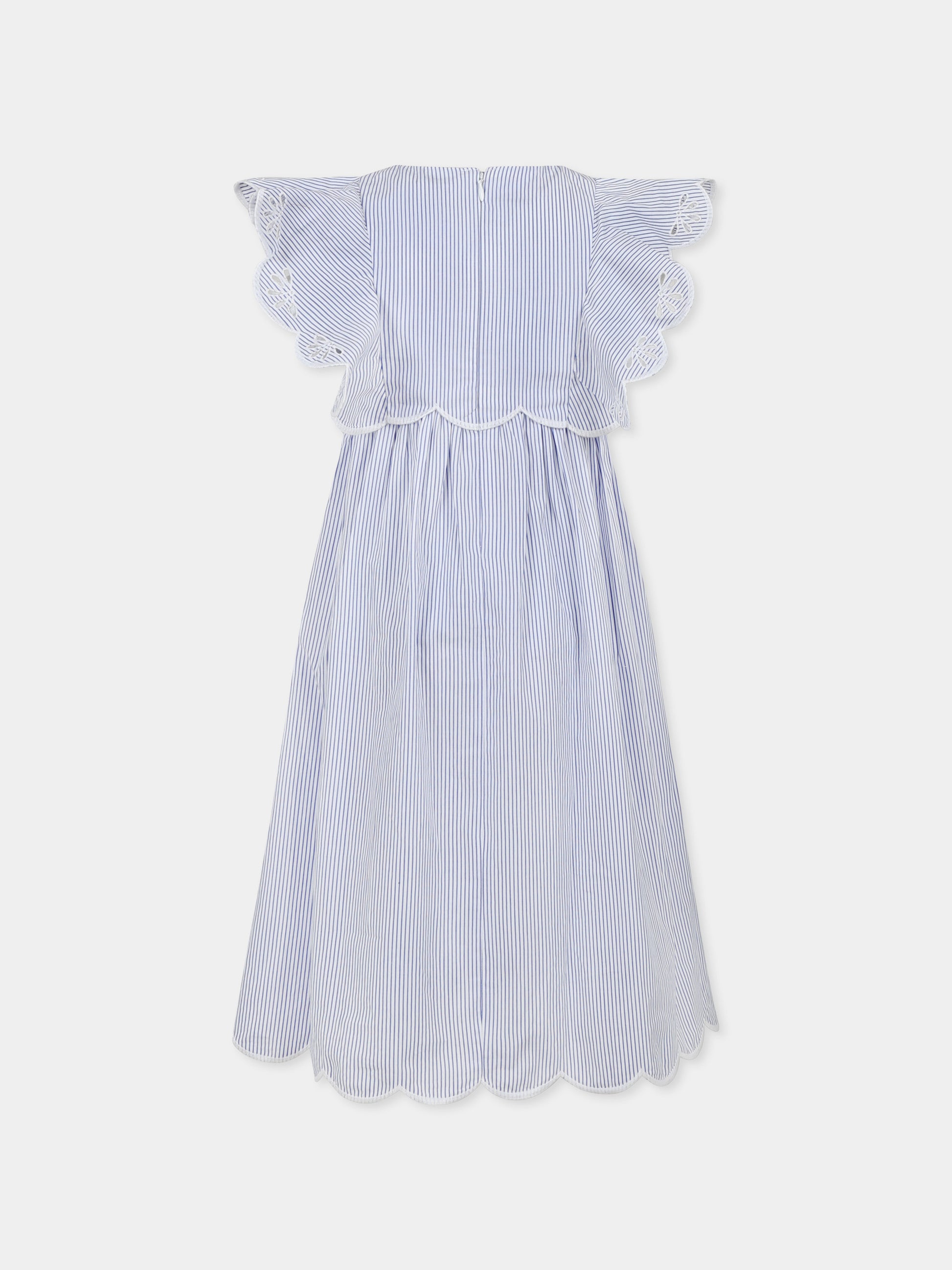 Vestito celeste per bambina con fiori,Chloé Kids,C20446 N48