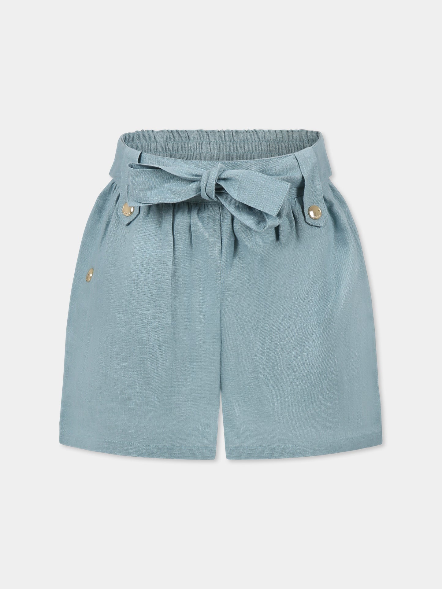 Shorts celesti per bambina con logo,Chloé Kids,C20602 78J