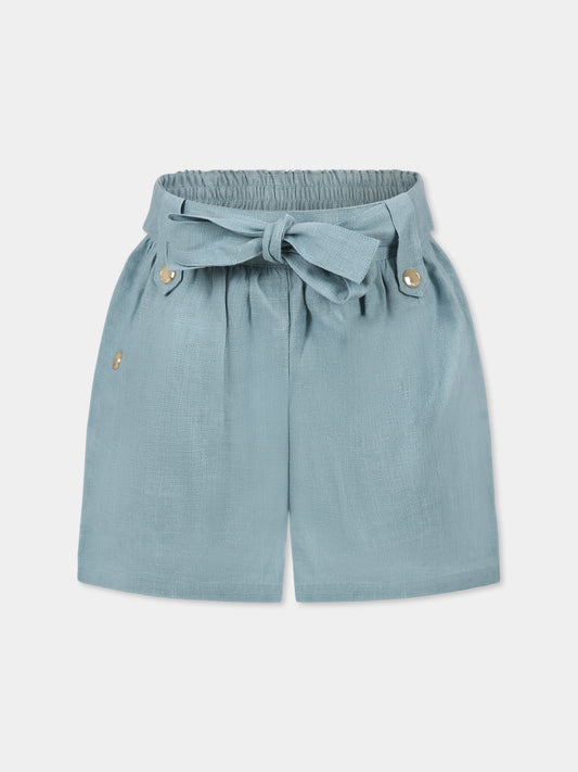 Shorts celesti per bambina con logo,Chloé Kids,C20602 78J