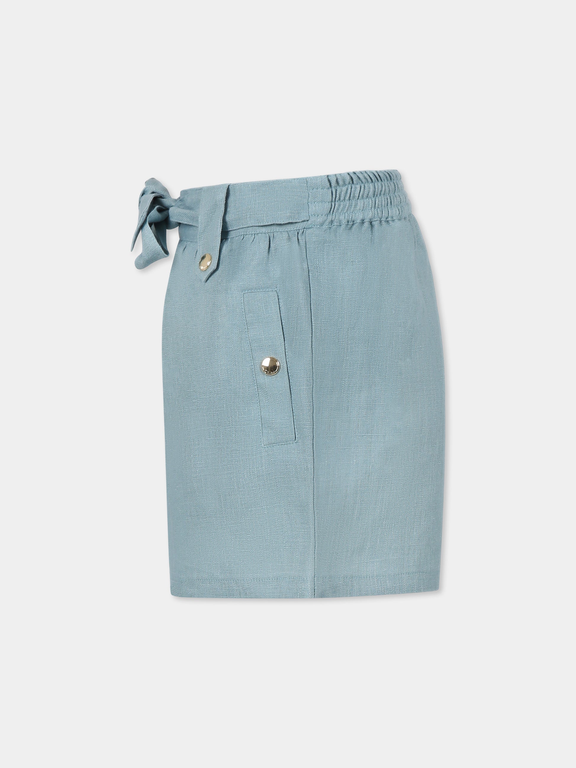 Shorts celesti per bambina con logo,Chloé Kids,C20602 78J