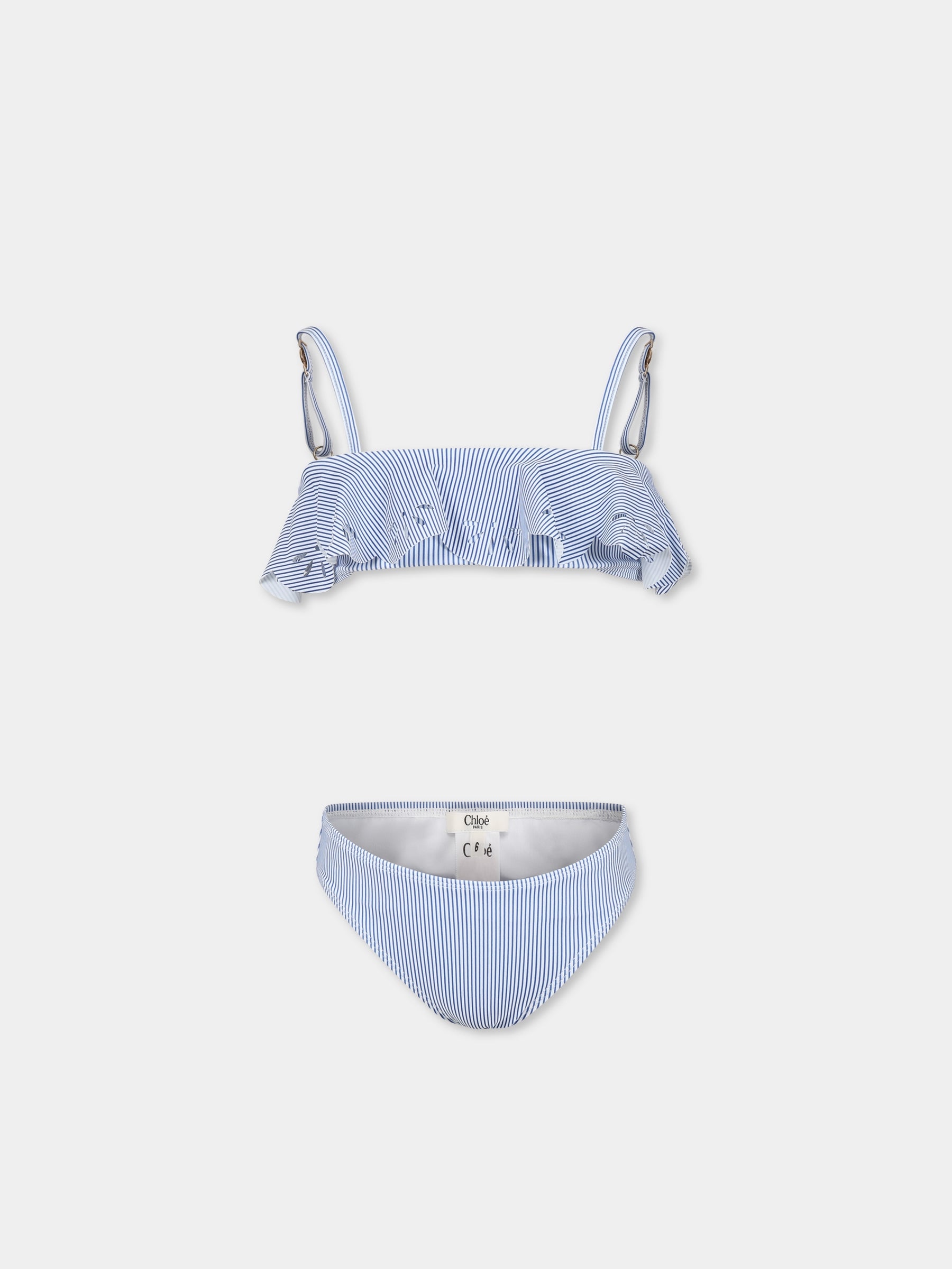 Bikini blu per bambina con logo,Chloé Kids,C20505 N48
