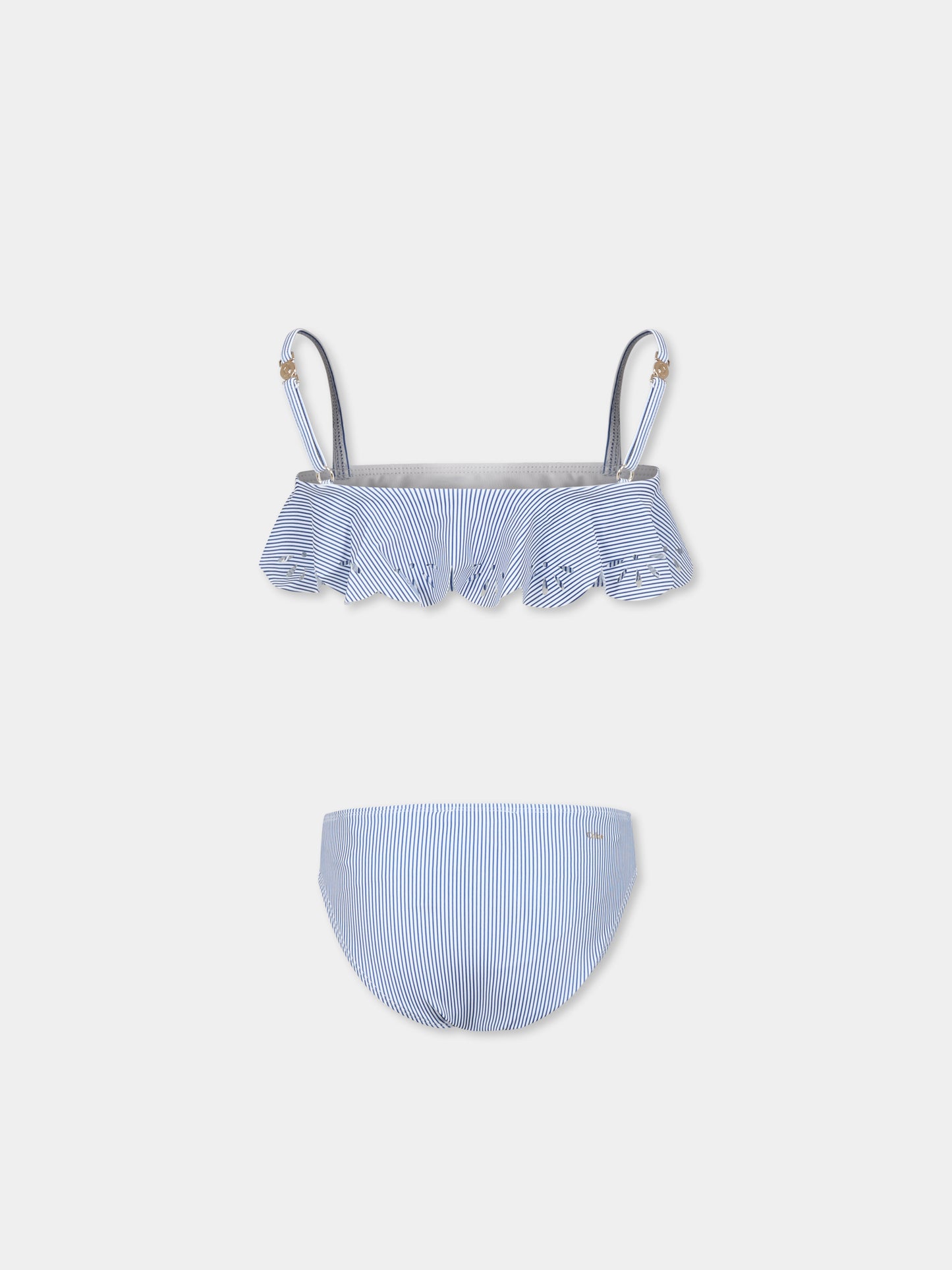 Bikini blu per bambina con logo,Chloé Kids,C20505 N48