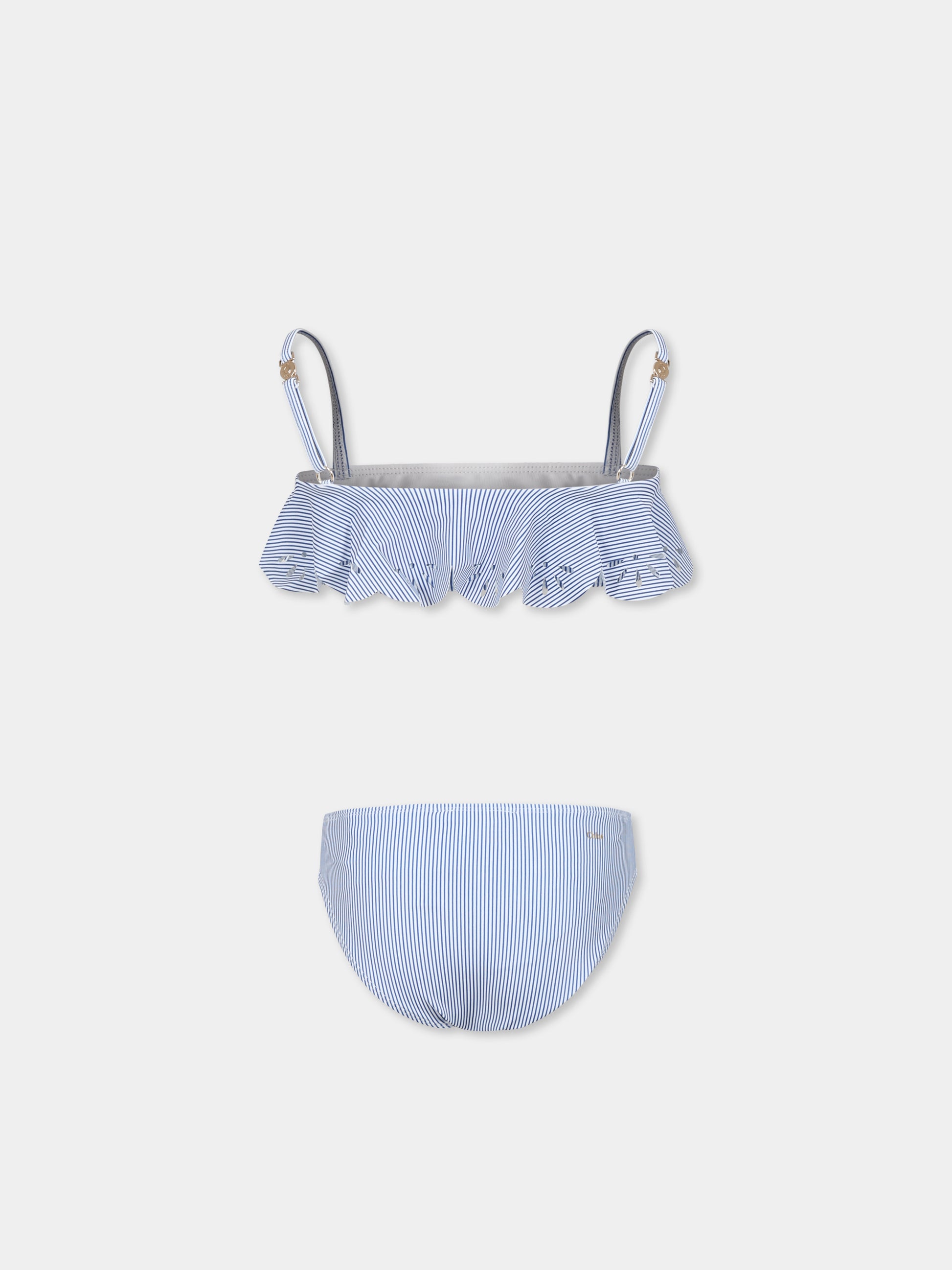 Bikini blu per bambina con logo,Chloé Kids,C20505 N48