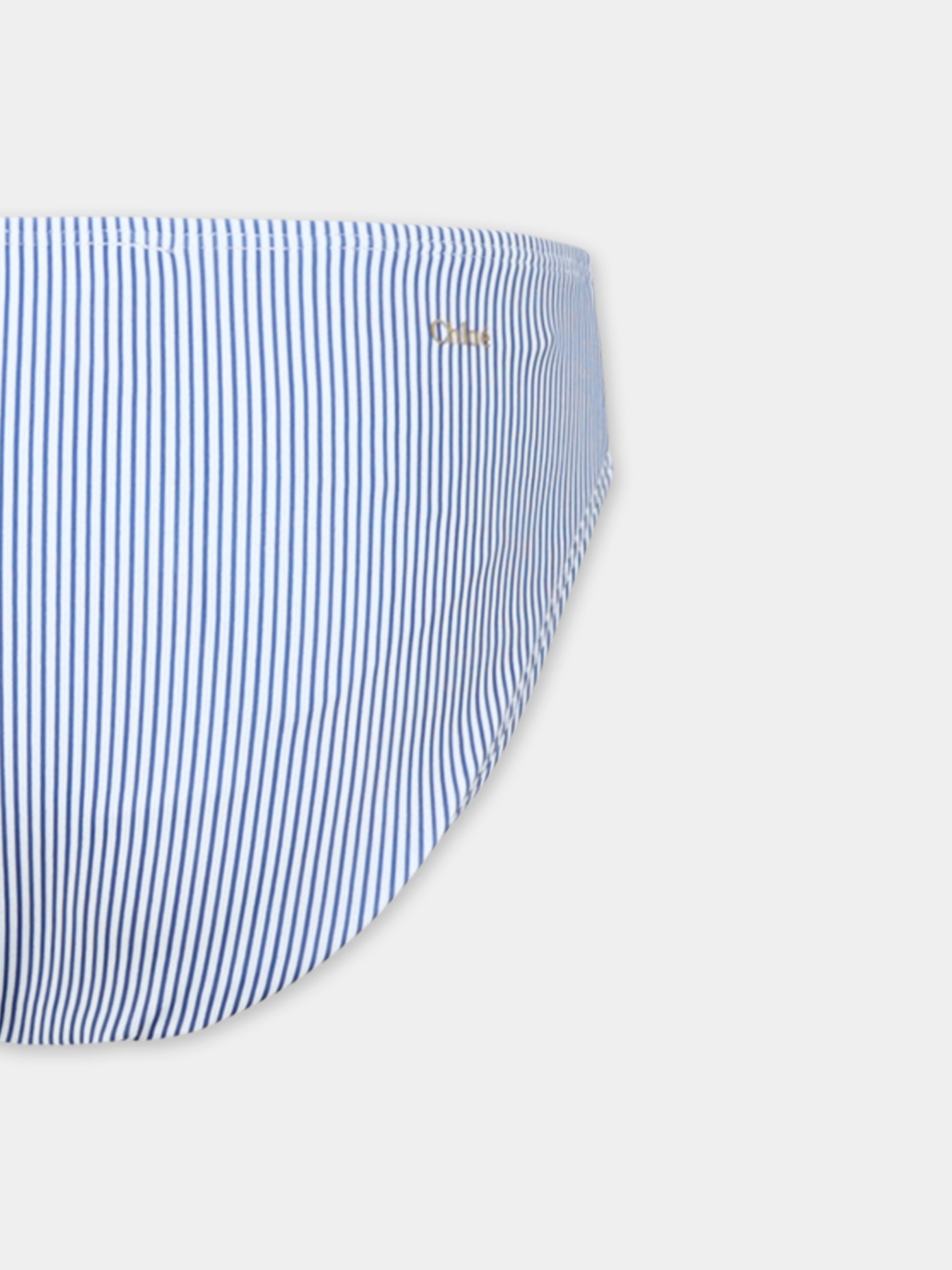 Bikini blu per bambina con logo,Chloé Kids,C20505 N48
