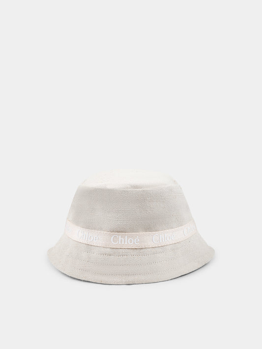 Cloche beige per bambina con logo,Chloé Kids,C20431 Z40