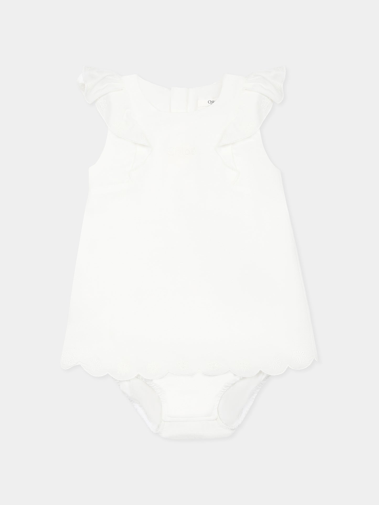 Pagliaccetto bianco per neonata con logo,Chloé Kids,C20403 117