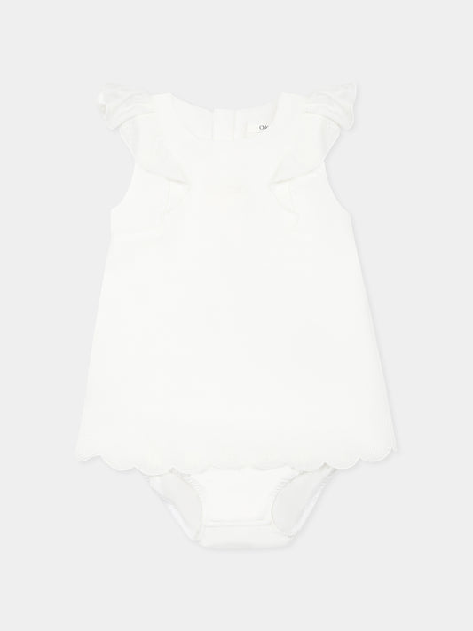 Pagliaccetto bianco per neonata con logo,Chloé Kids,C20403 117