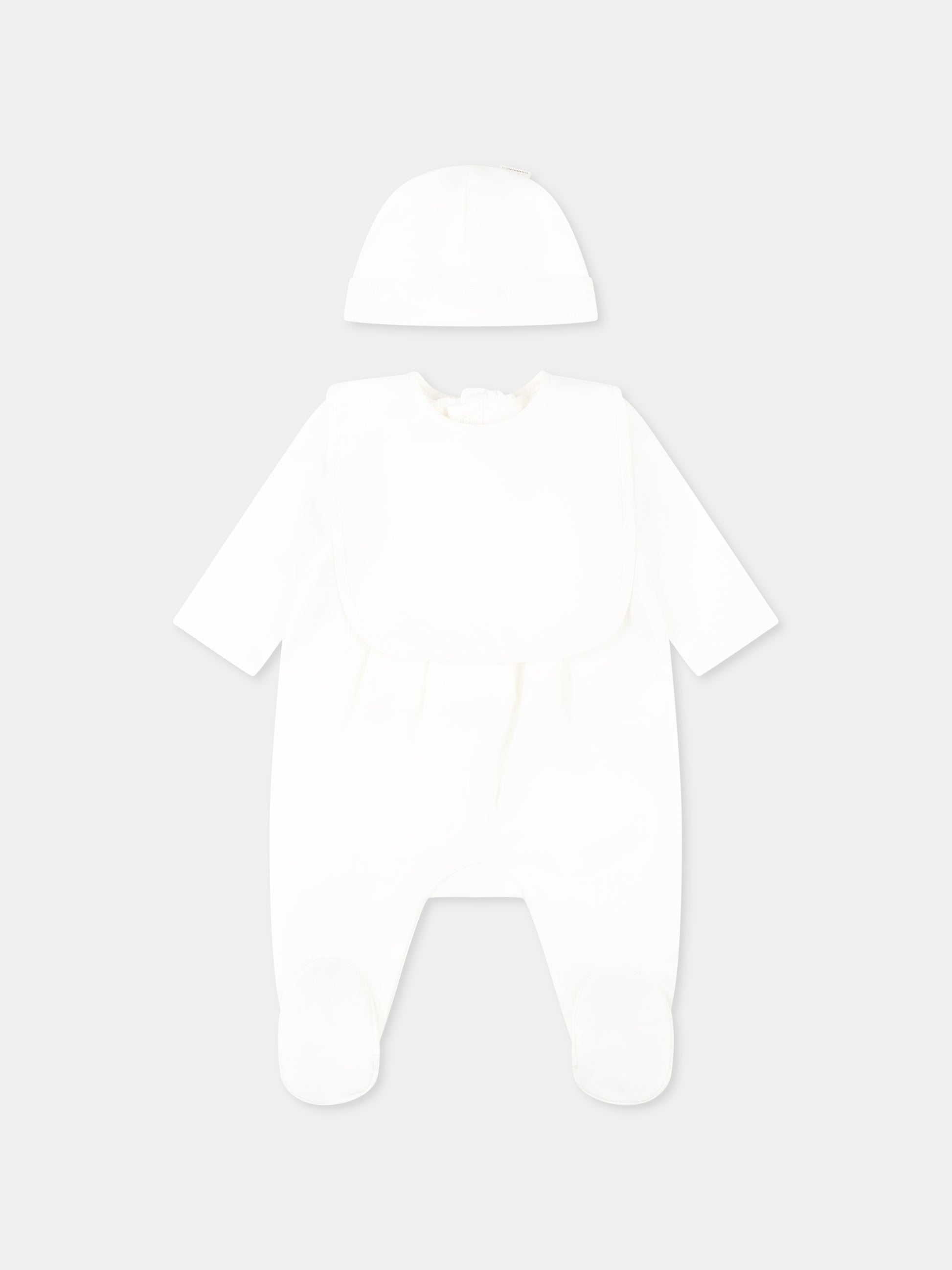 Set bianco per neonata con logo e fiori,Chloé Kids,C20408 117