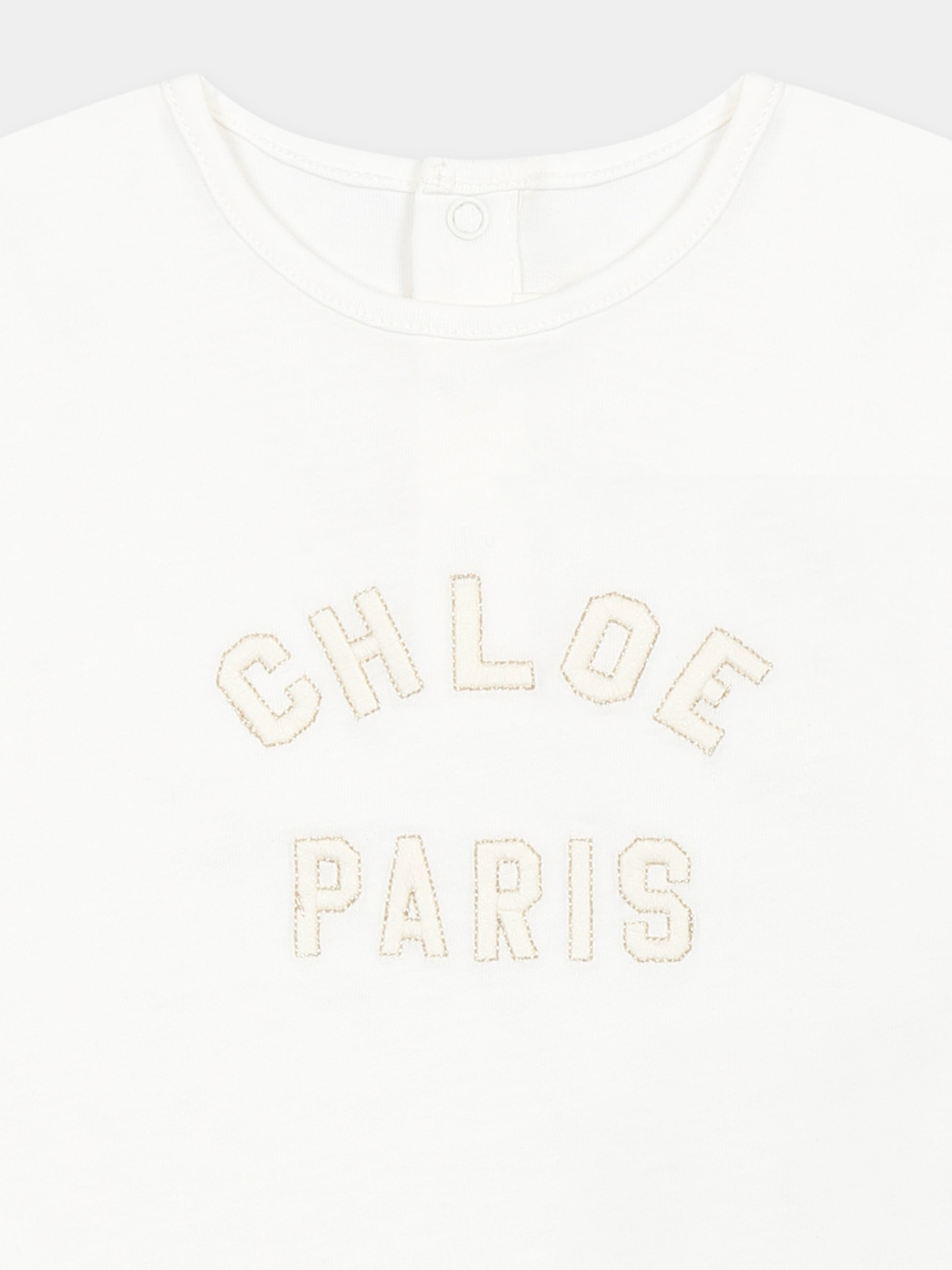 T-shirt bianca per neonata con logo,Chloé Kids,C20525 N81