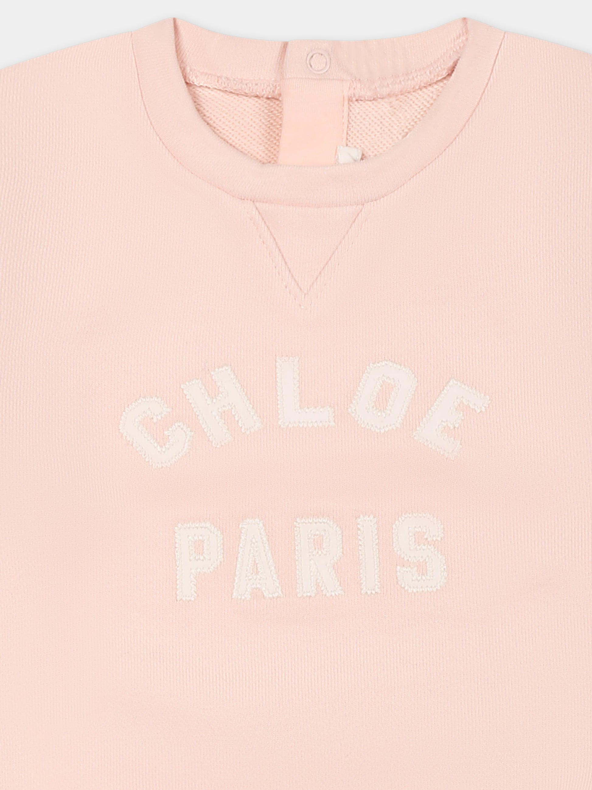 Felpa rosa per neonata con logo,Chloé Kids,C20524 46J