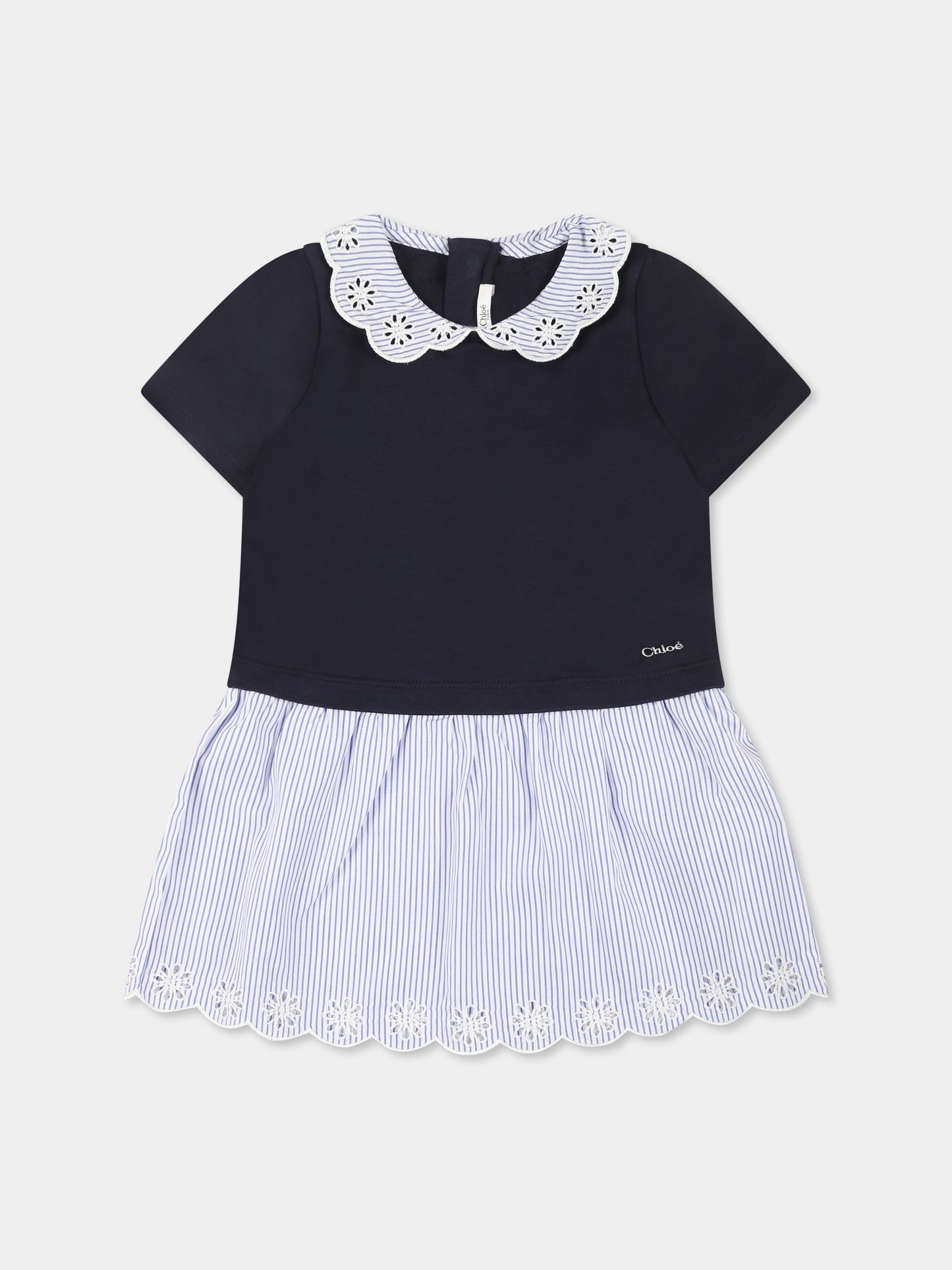 Vestito blu per neonata con logo,Chloé Kids,C20549 N48