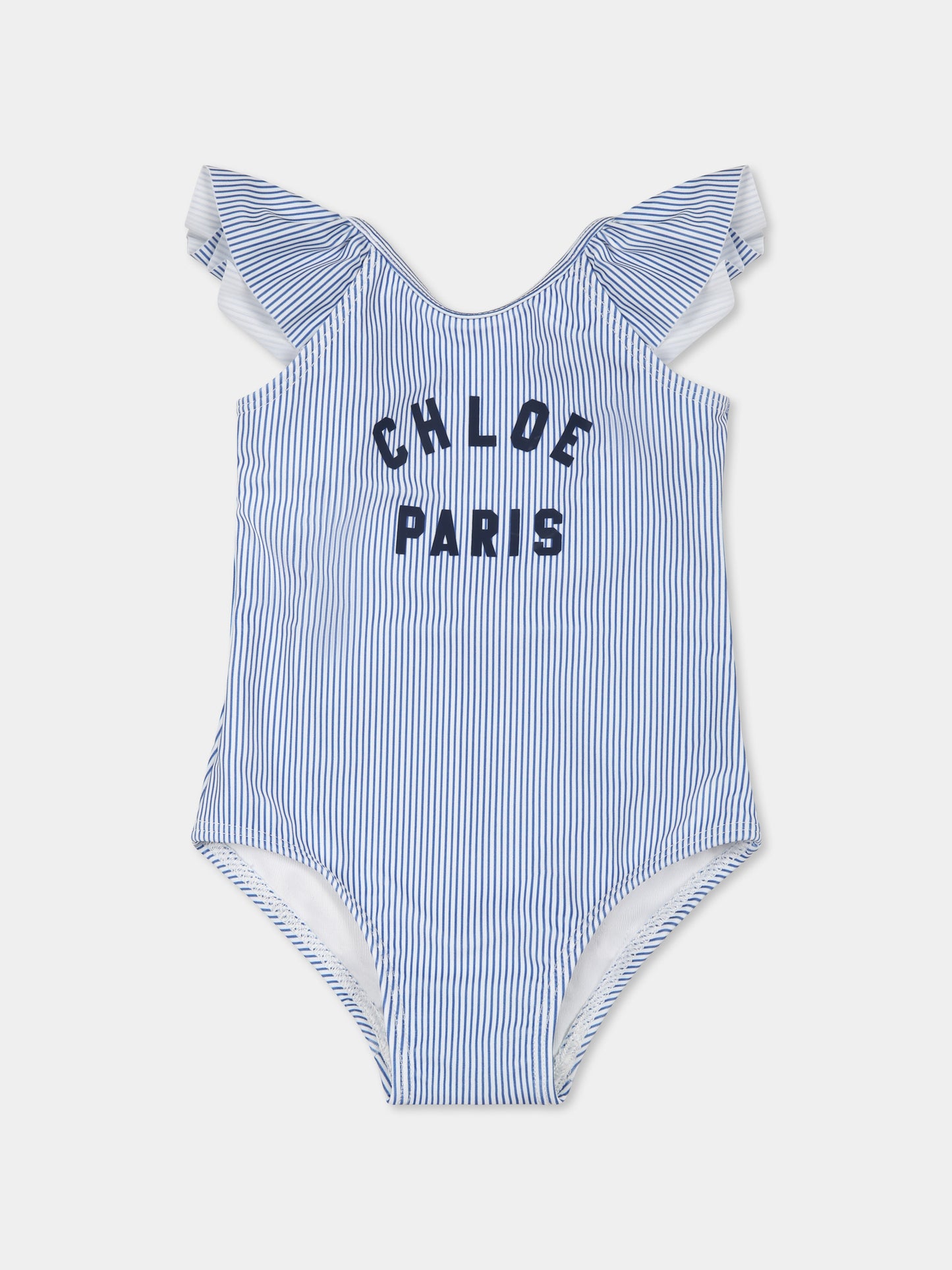 Costume intero celeste per neonata con logo,Chloé Kids,C20521 N48