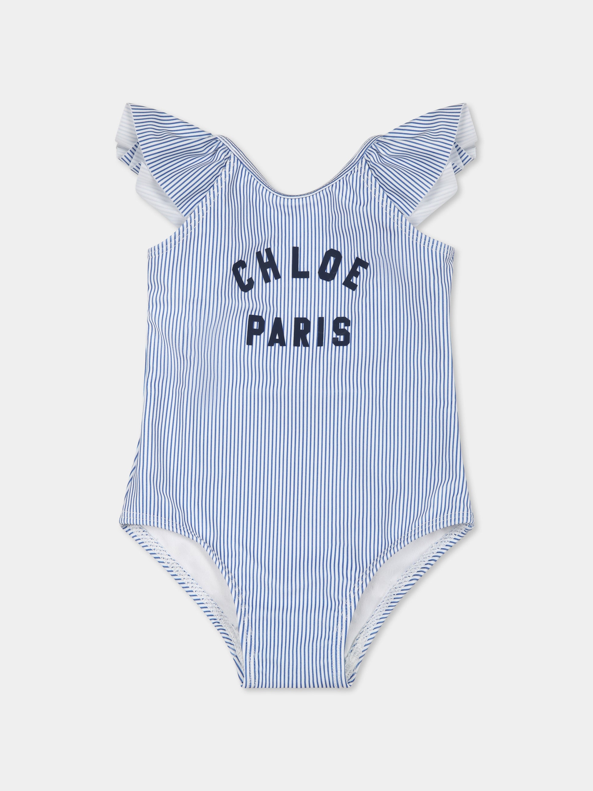 Costume intero celeste per neonata con logo,Chloé Kids,C20521 N48