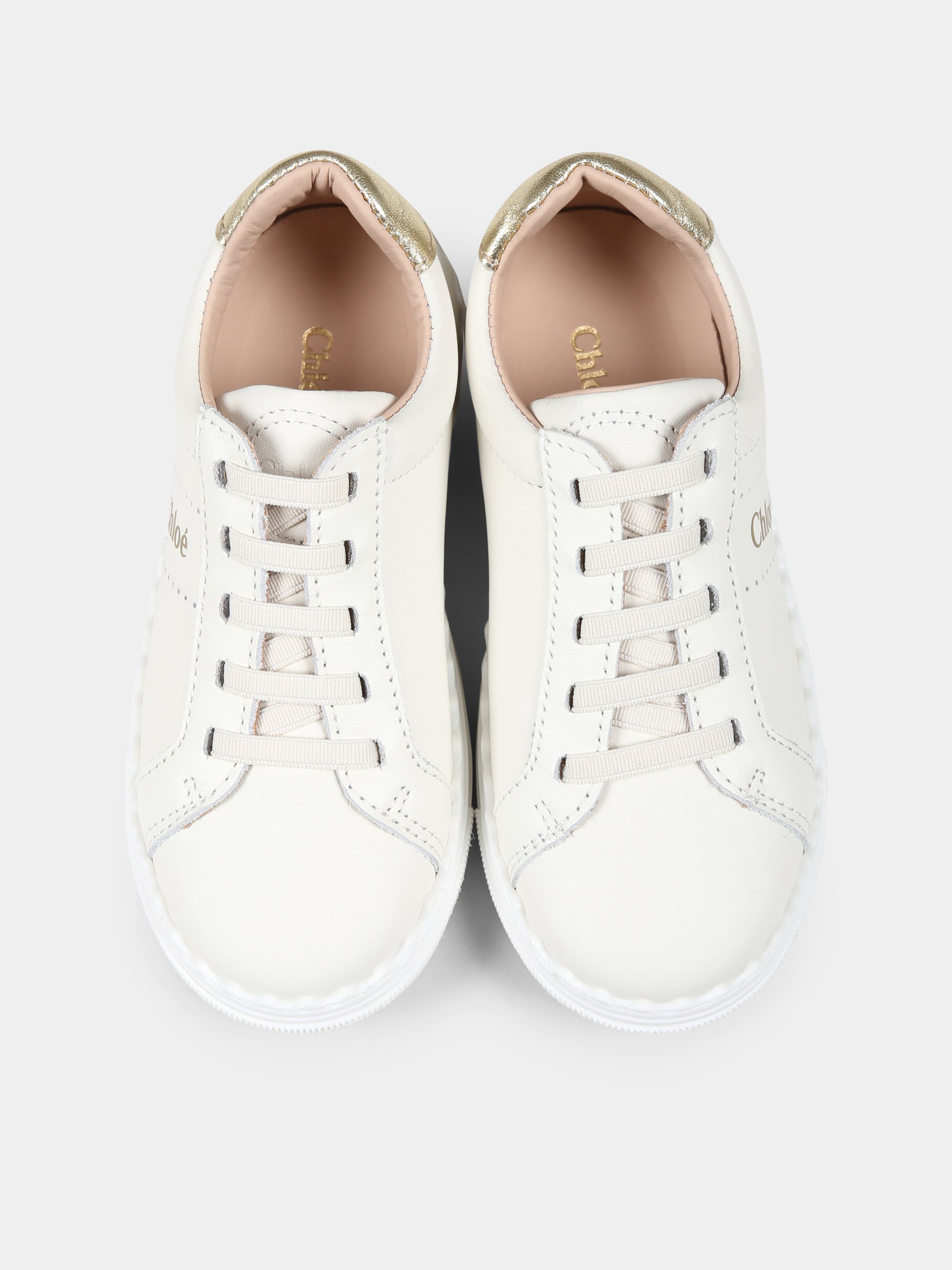 Sneakers avorio per bambina con logo,Chloé Kids,C20520 117