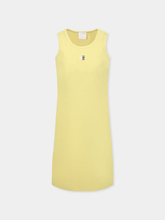 Yellow dress for girl with logo