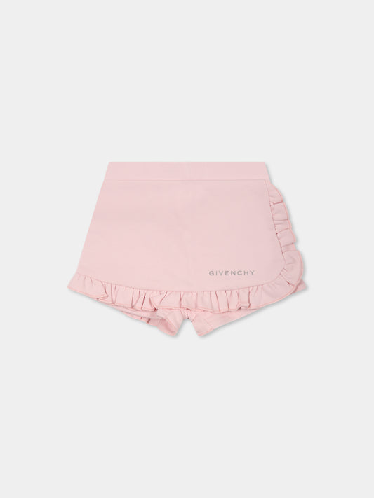 Pink shorts for baby girl with logo