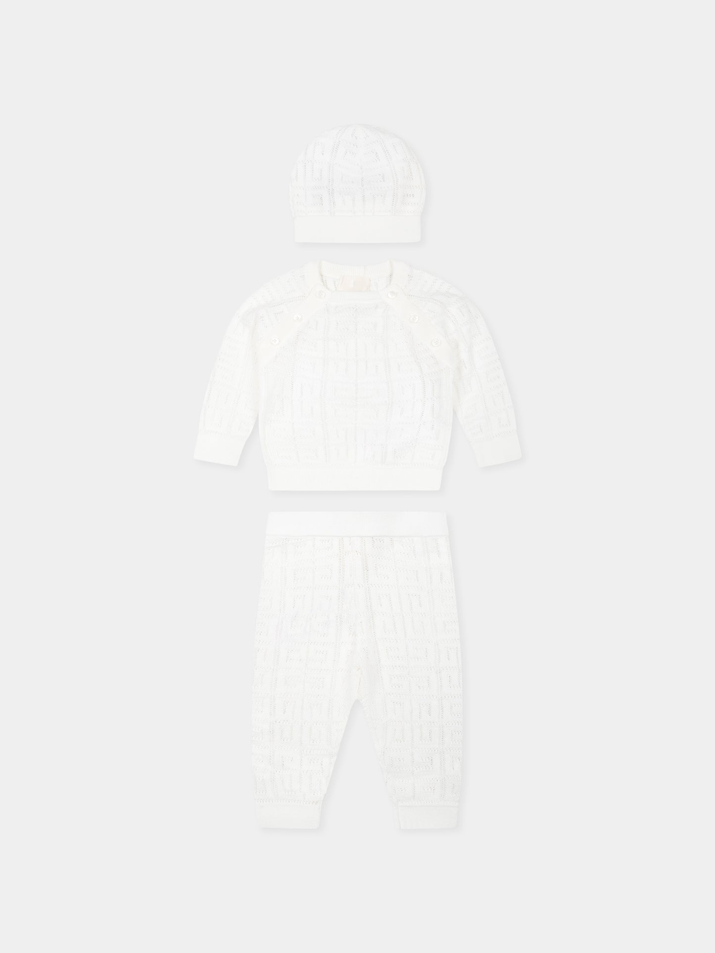 Completo nascita avorio per neoanti con motivo 4G,Givenchy Kids,H30617 117