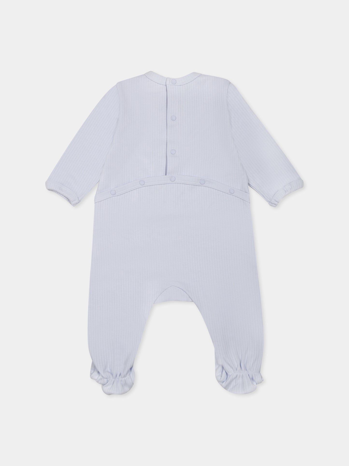Light blue romper set for baby boy with logo