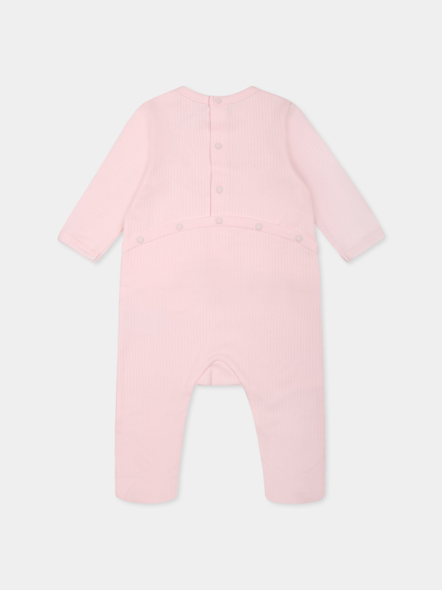 Pink romper set for baby girl with logo