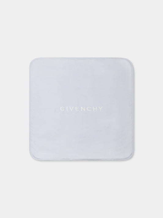 Light blue blanket for baby boy with logo