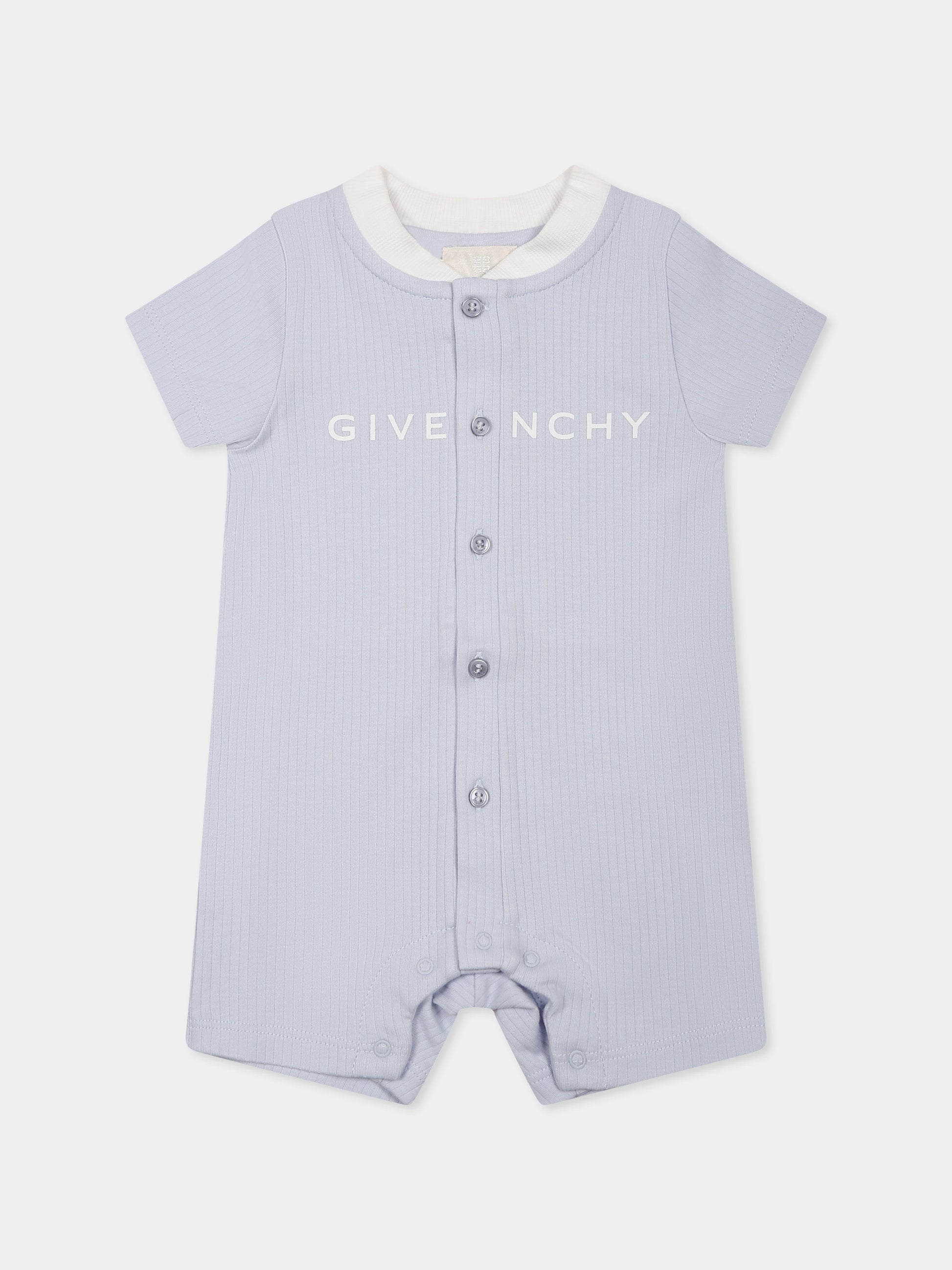 Pagliaccetto celeste per neonato con logo,Givenchy Kids,H30603 771