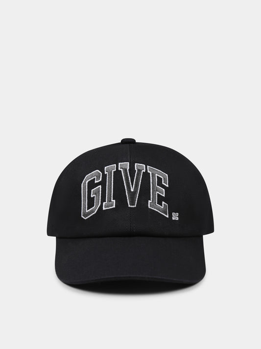 Cappello nero per bambini con logo,Givenchy Kids,H30668 09B