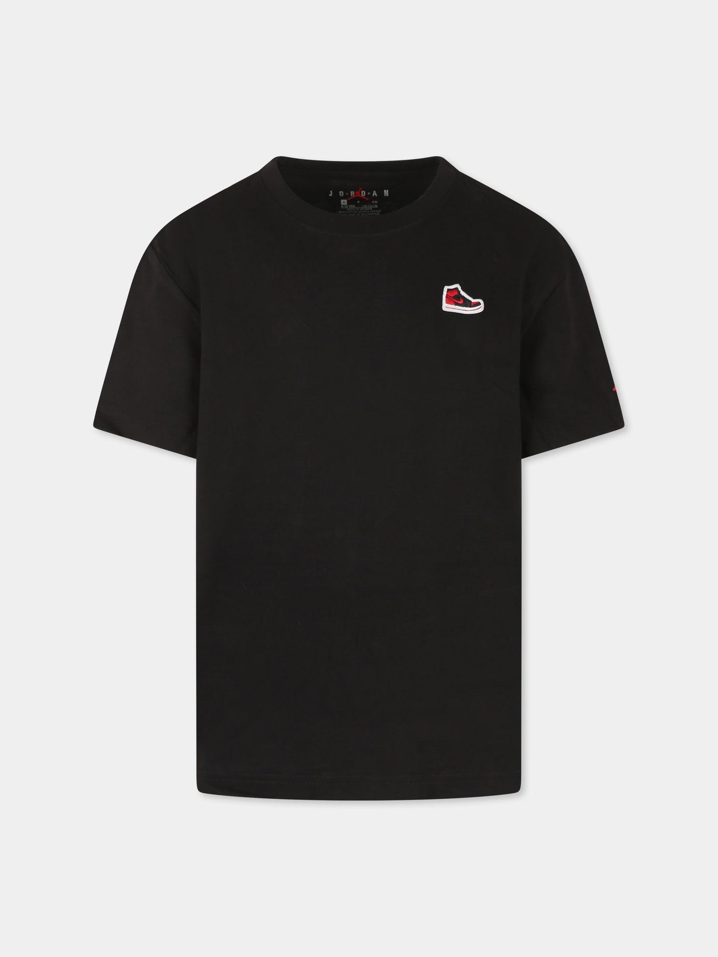 T-shirt nera per bambino con sneaker,Jordan,95C899 K25