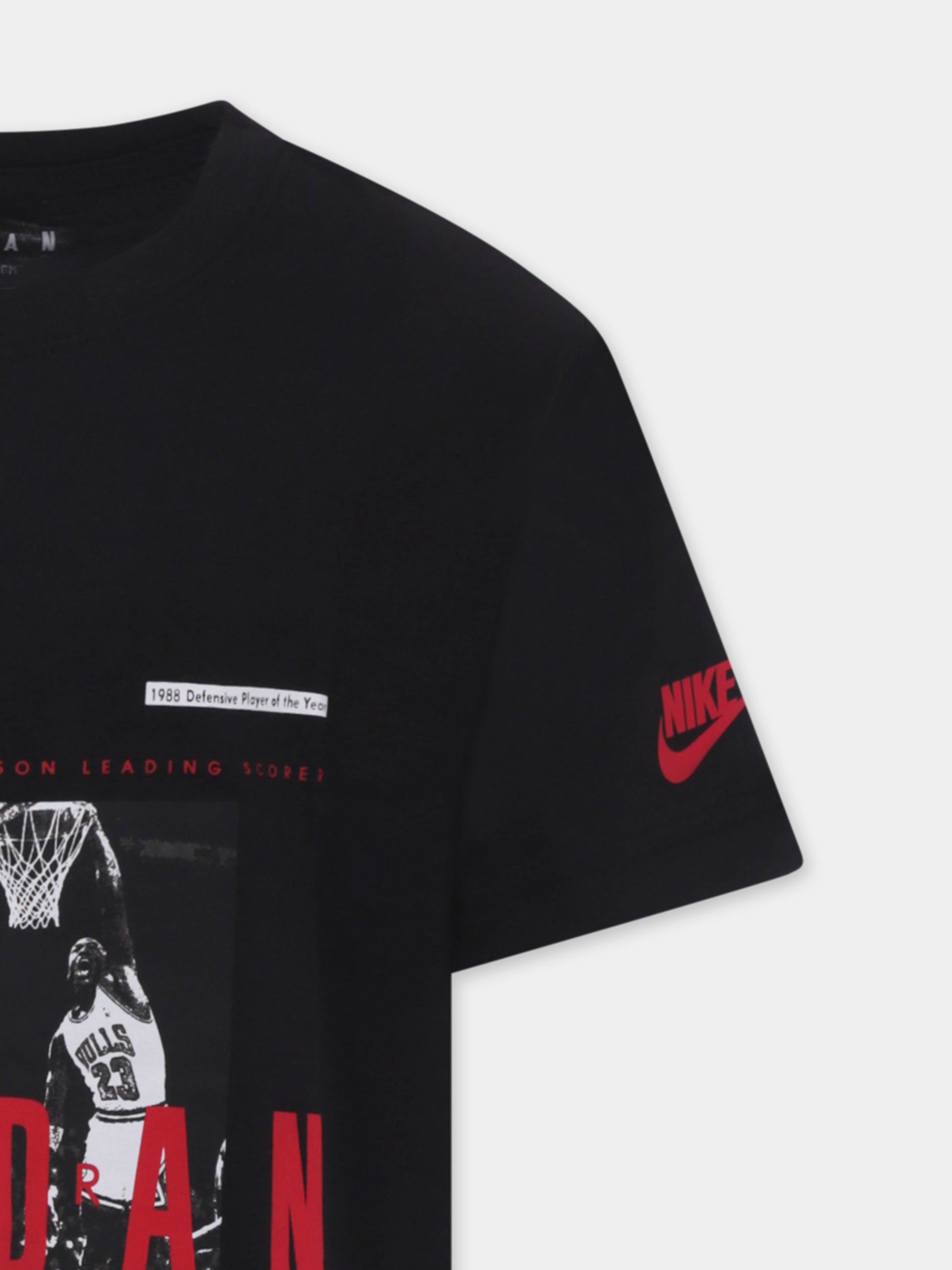 T-shirt nera per bambino con stampa Michael Jordan,Jordan,95D625 023