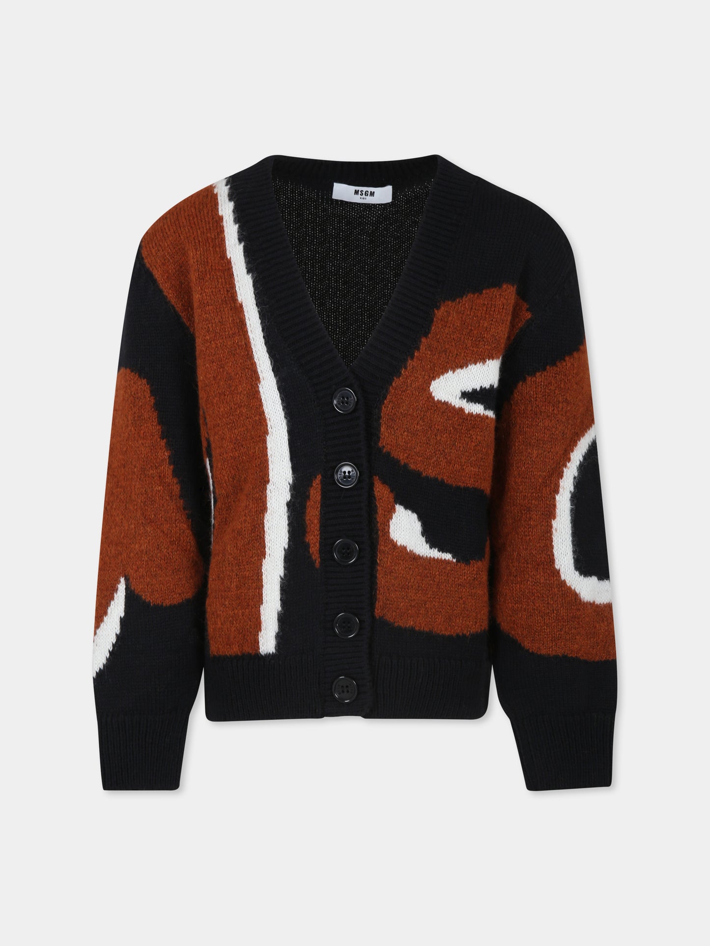 Cardigan nero per bambini con logo,Msgm Kids,F3MSJUCA120 110