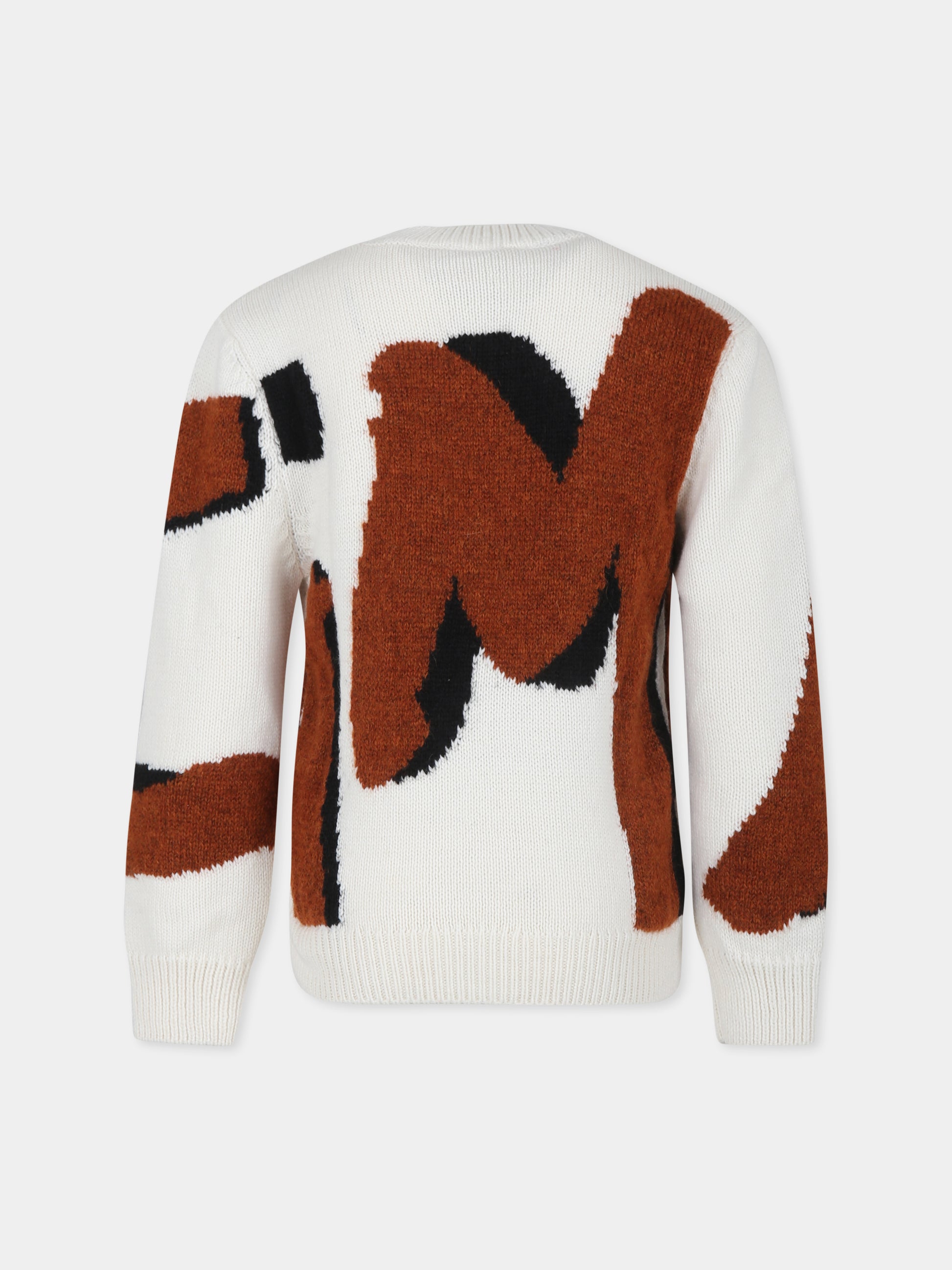 Maglione avorio per bambini con logo,Msgm Kids,F3MSJUJP119 013