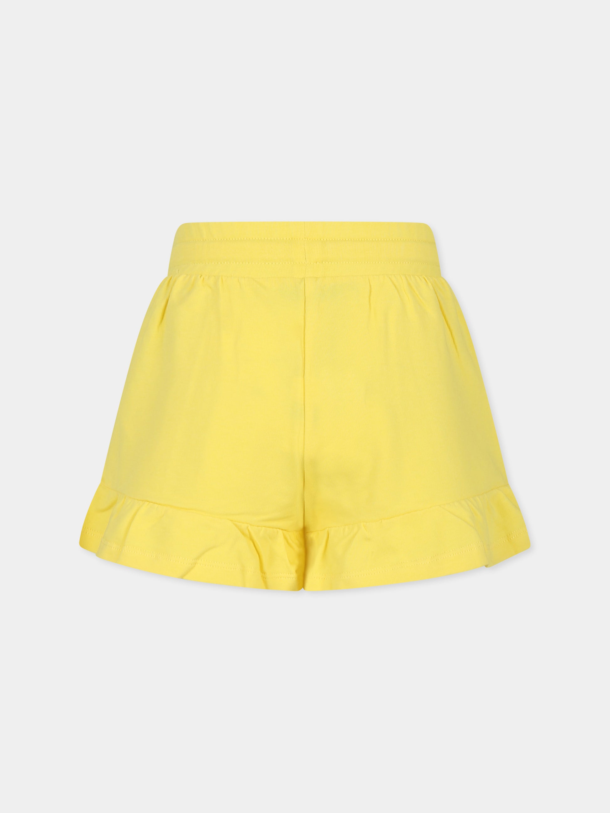 Shorts gialli per bambina con Teddy Bear,Moschino Kids,HDQ014 LDA00 50162