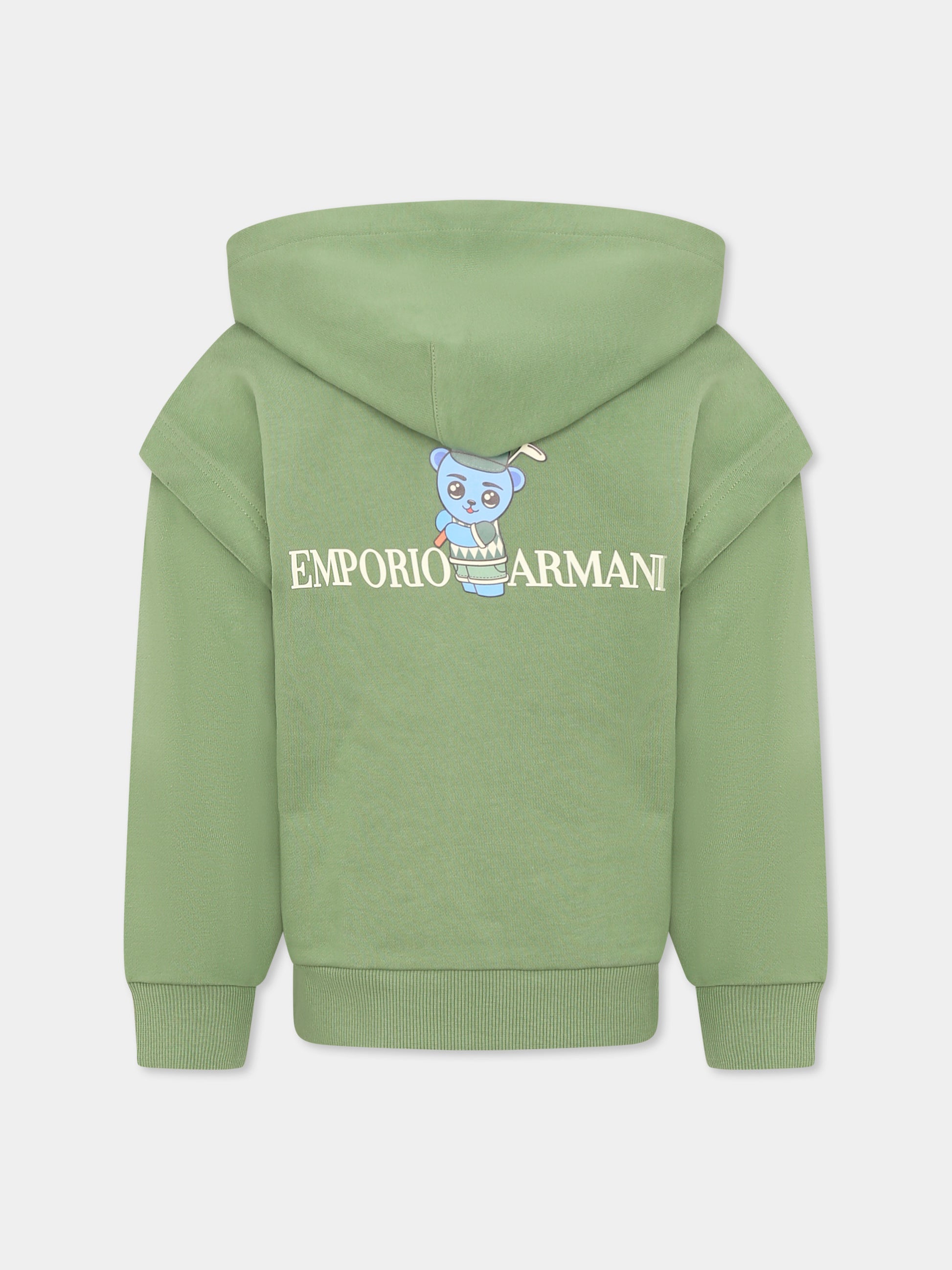 Felpa verde per bambino con Manga Bear,Emporio Armani,EB000271 AF13552 U7201